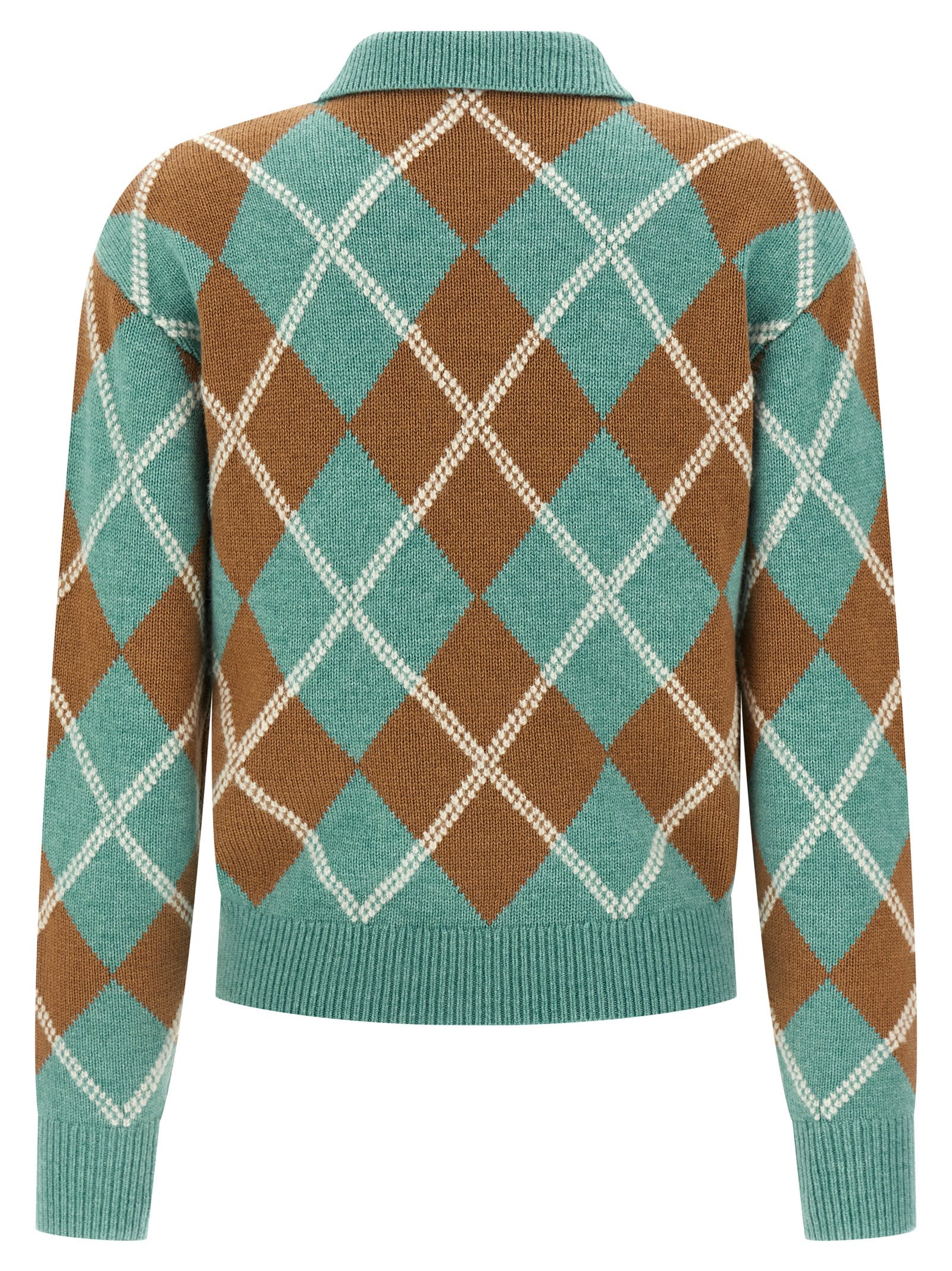 Guest In Residence Argyle-pattern Wool-cashmere Polo Shirt In Multi