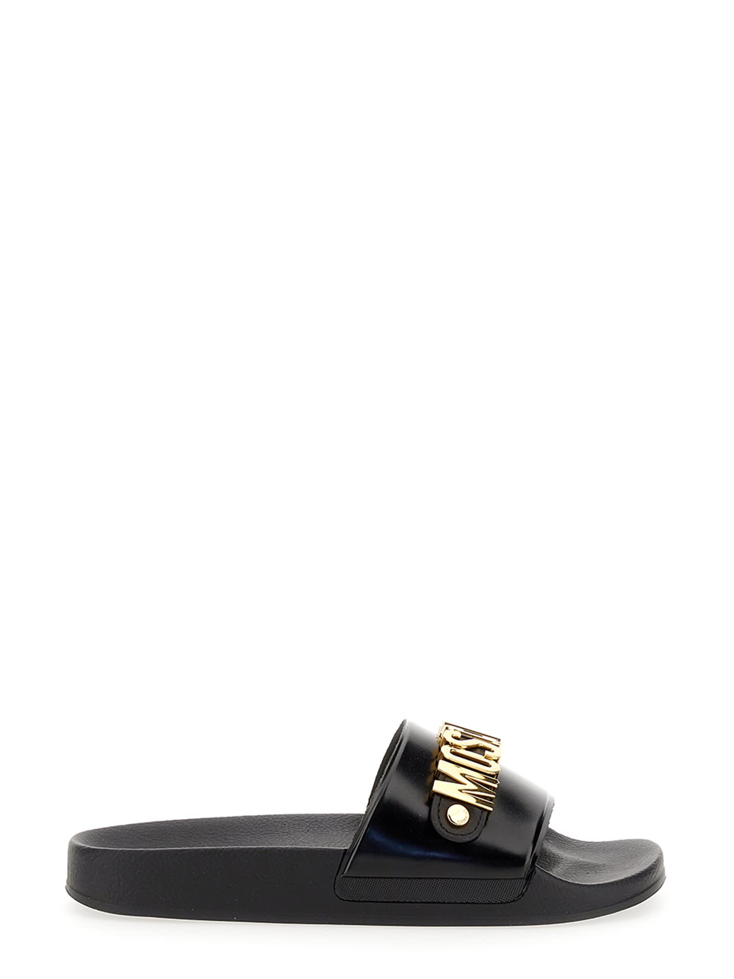 Moschino Slide Sandal With Lettering Logo