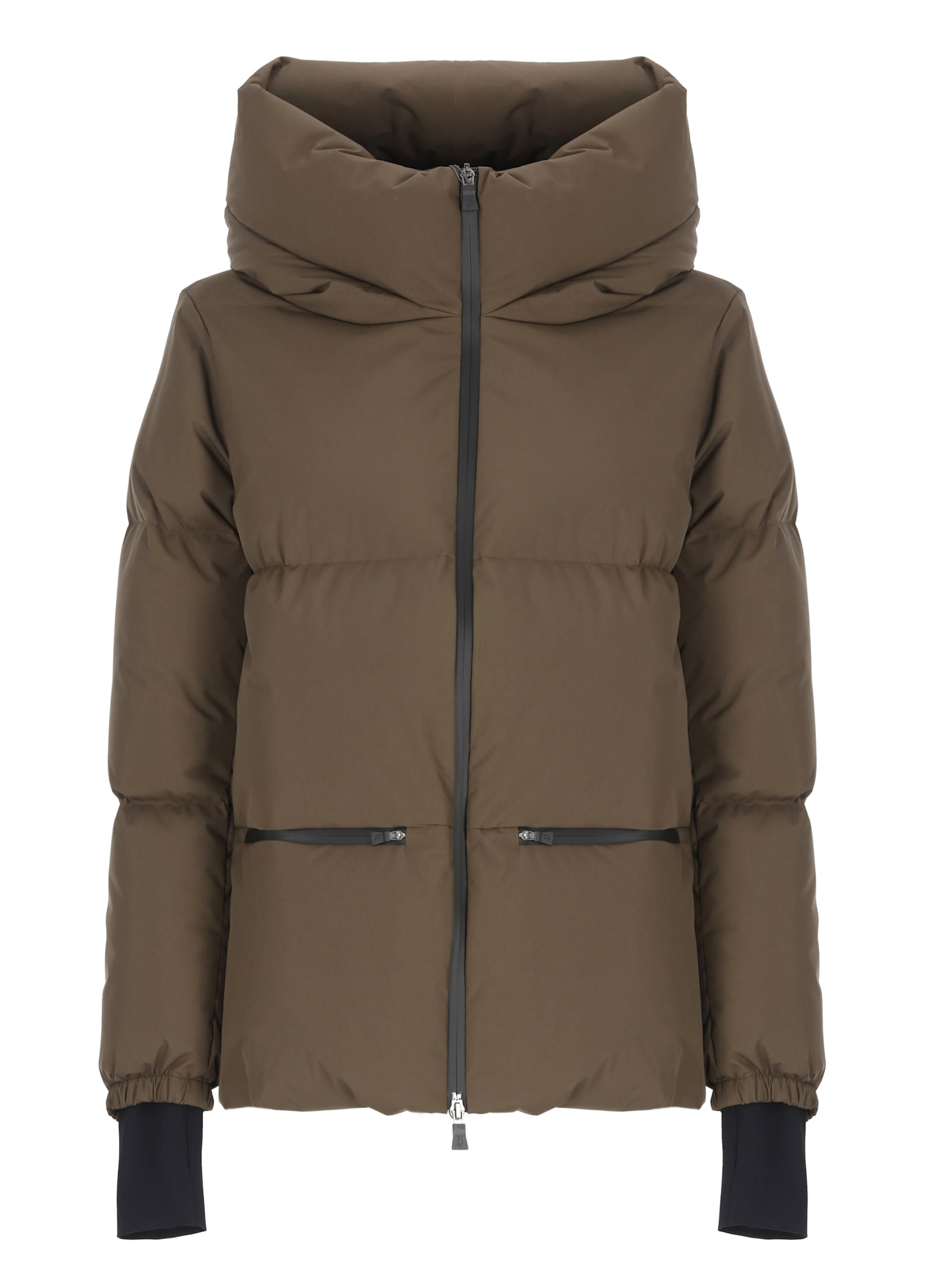 Herno Quilted Down Jacket With Hood And Pockets In Brown