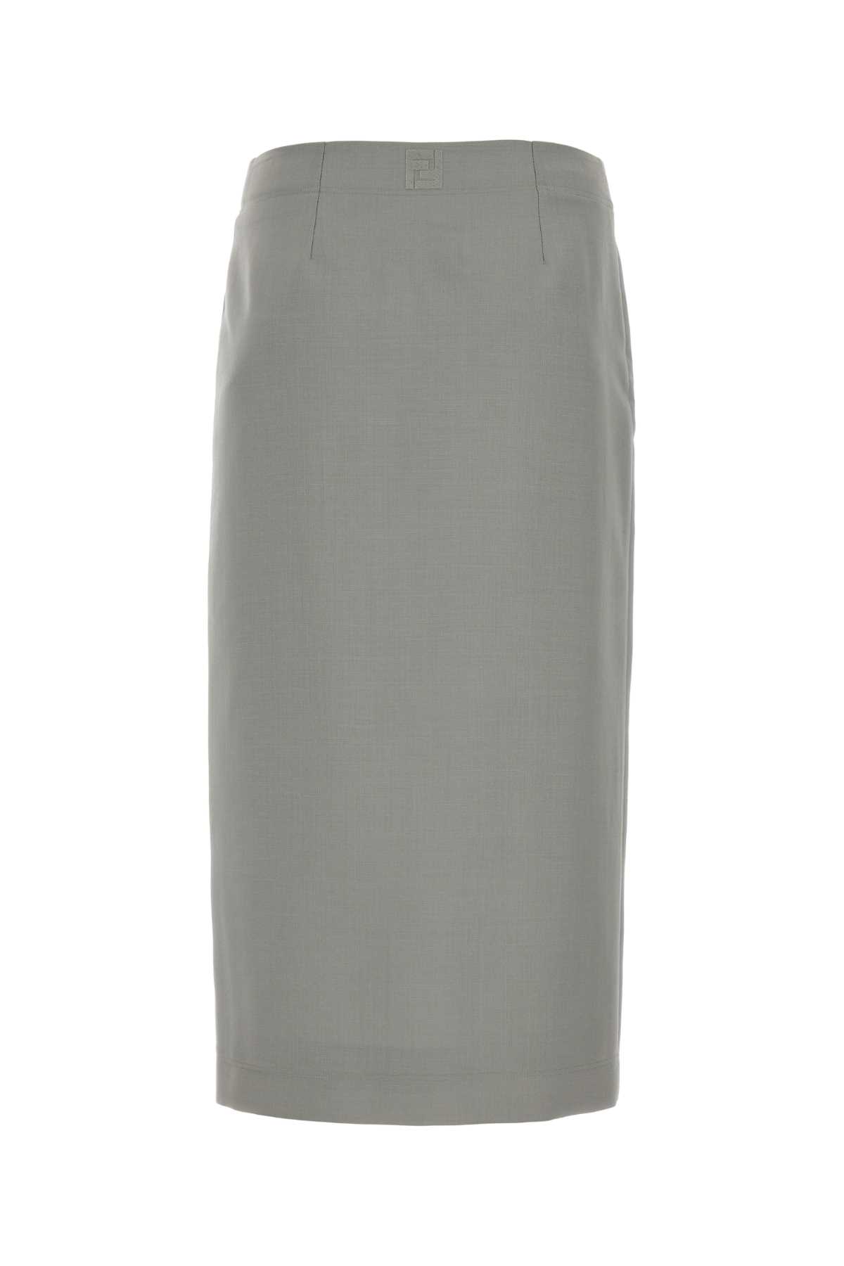 Fendi Light Grey Mohair Blend Skirt In Shadow