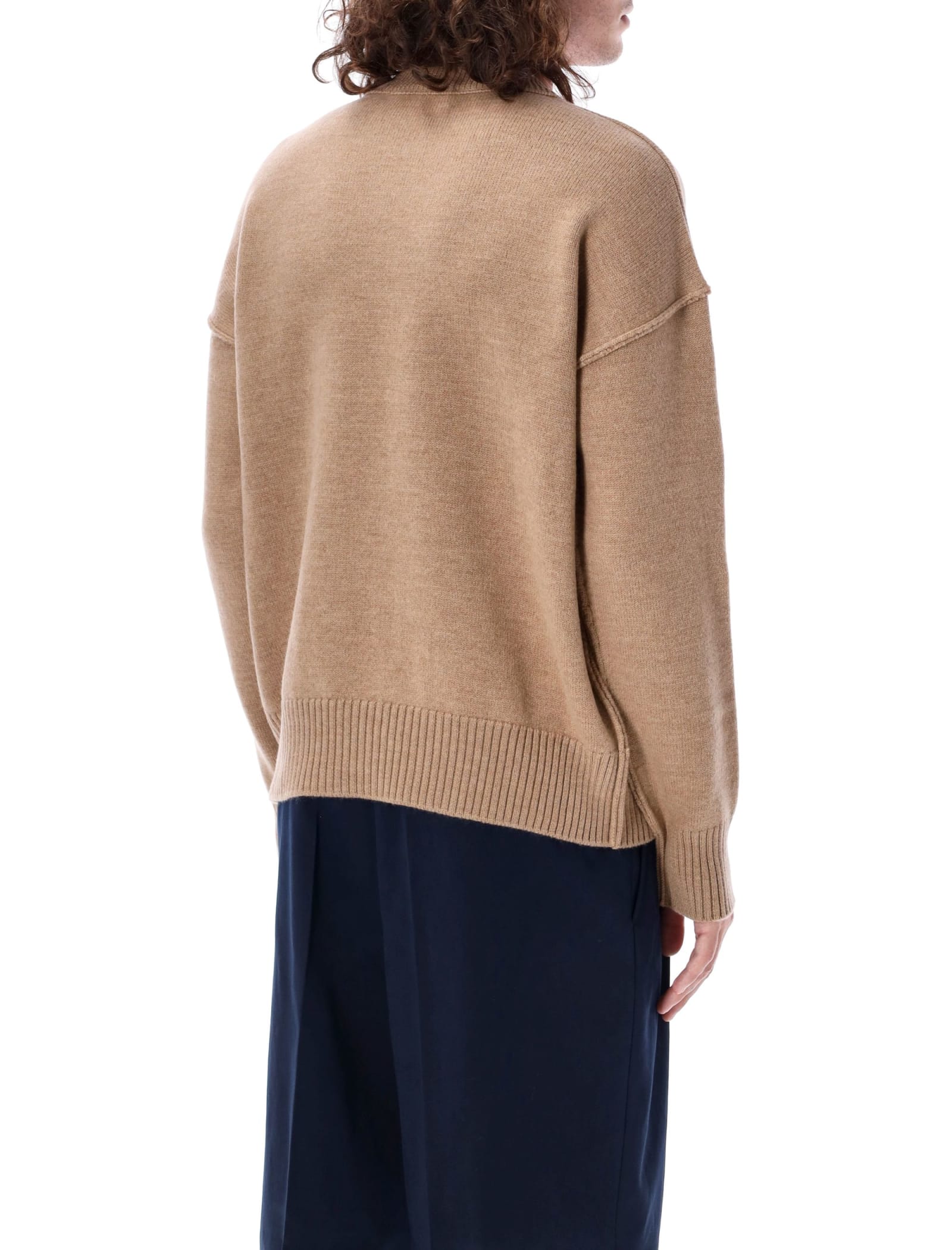 Shop Ami Alexandre Mattiussi Red Adc Sweater In Camel Red