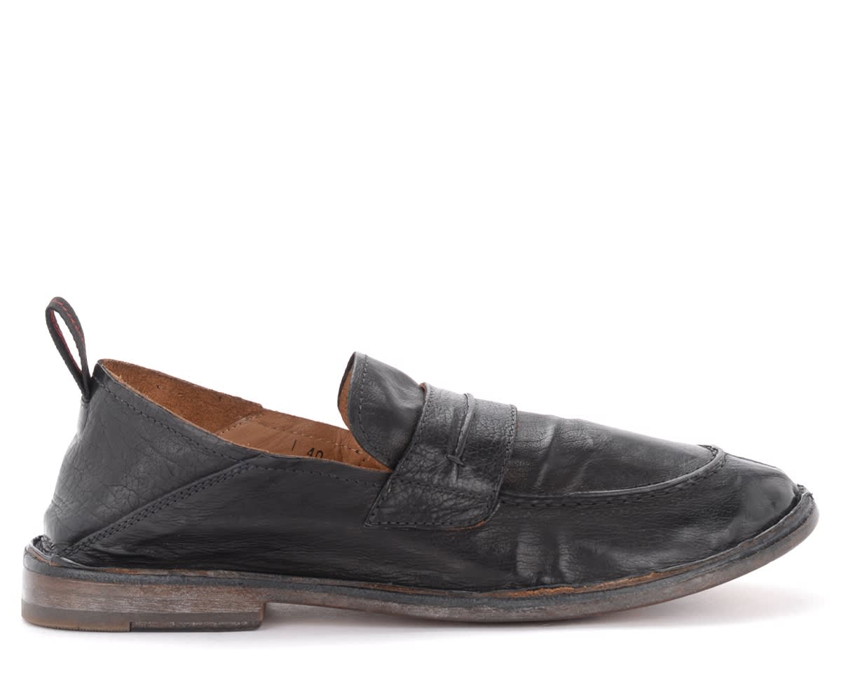 Moma Loafers In Black Aged Leather