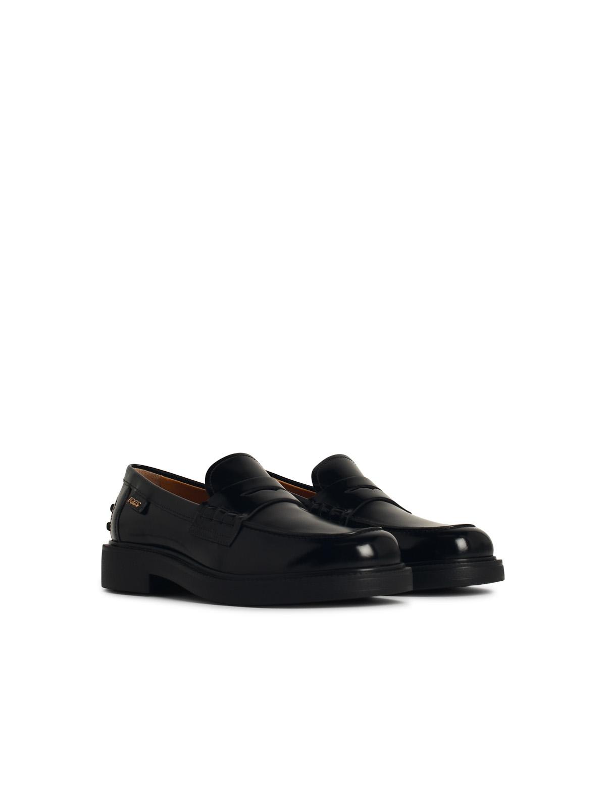 Shop Tod's Black Leather Loafers