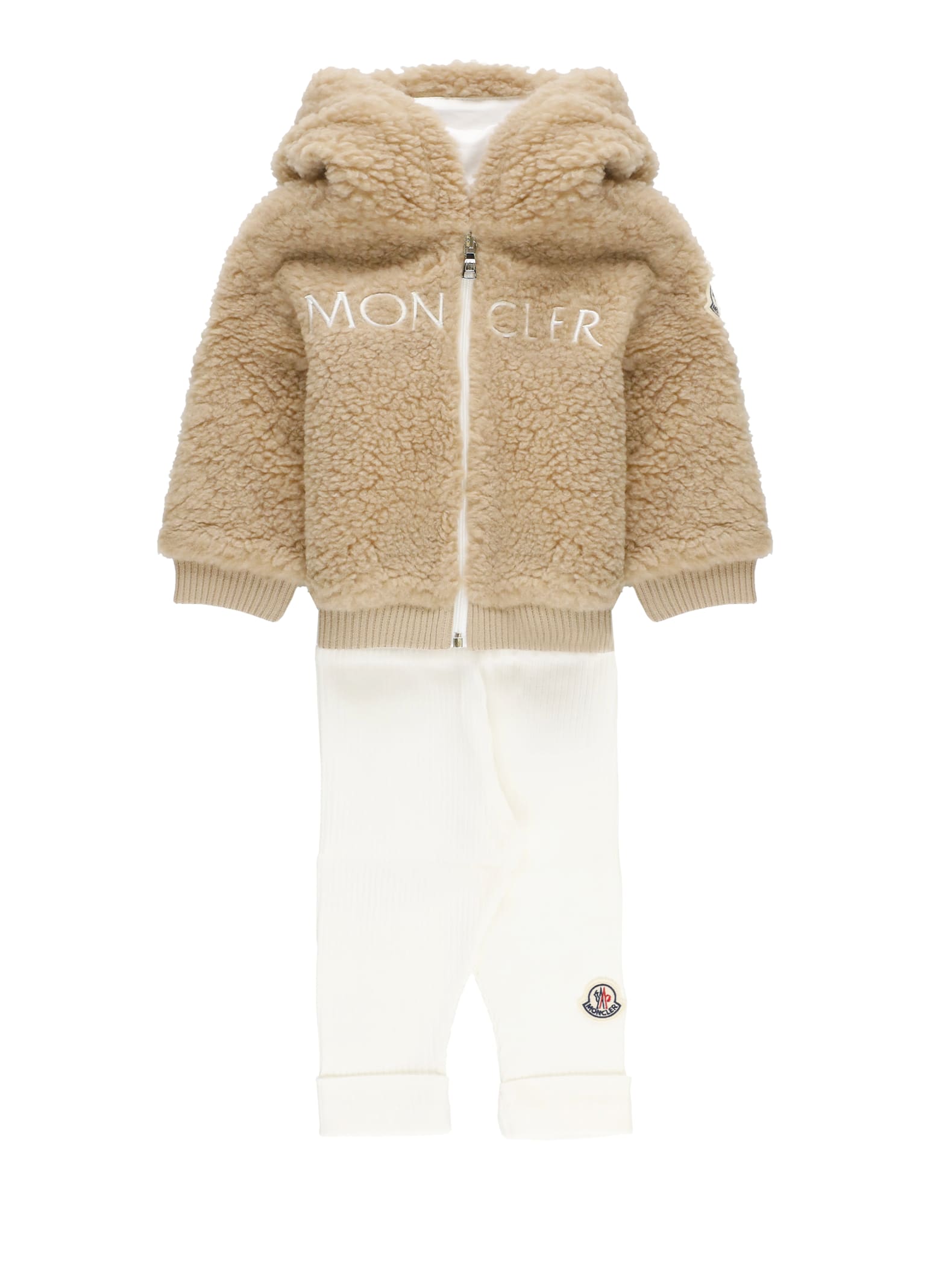 Moncler Two Pieces Set With Logo In Neutral
