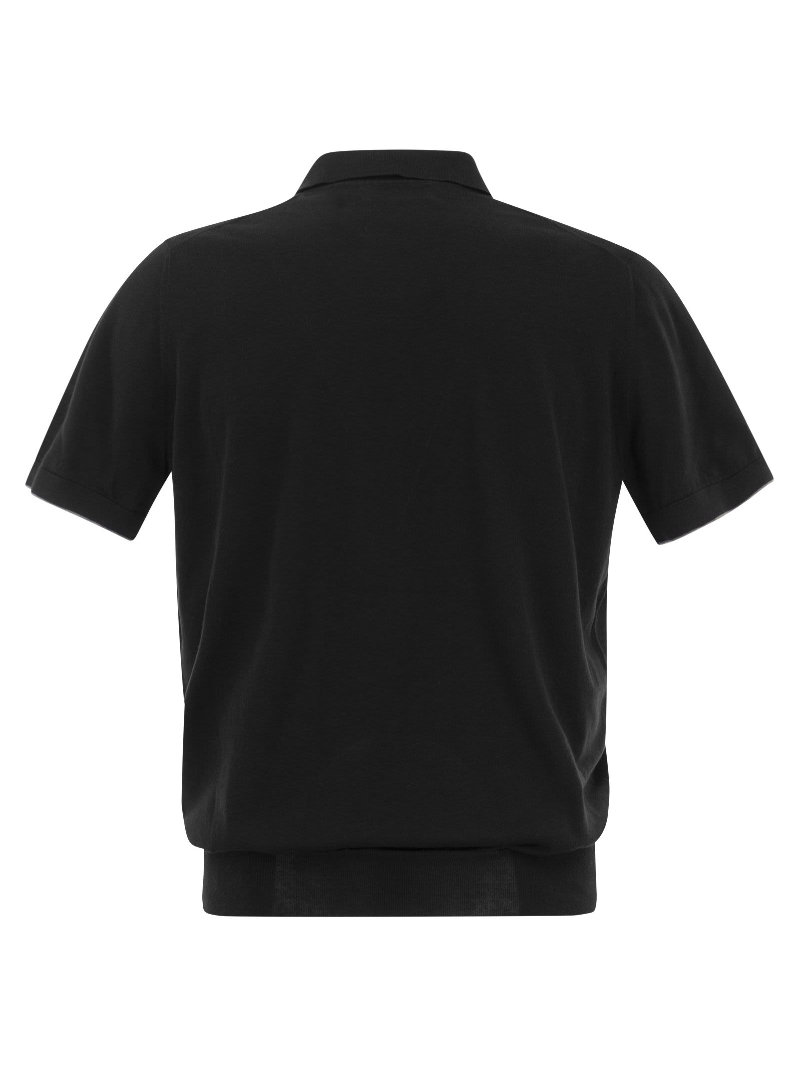 Shop Brunello Cucinelli Cotton Polo Style Sweater In Black
