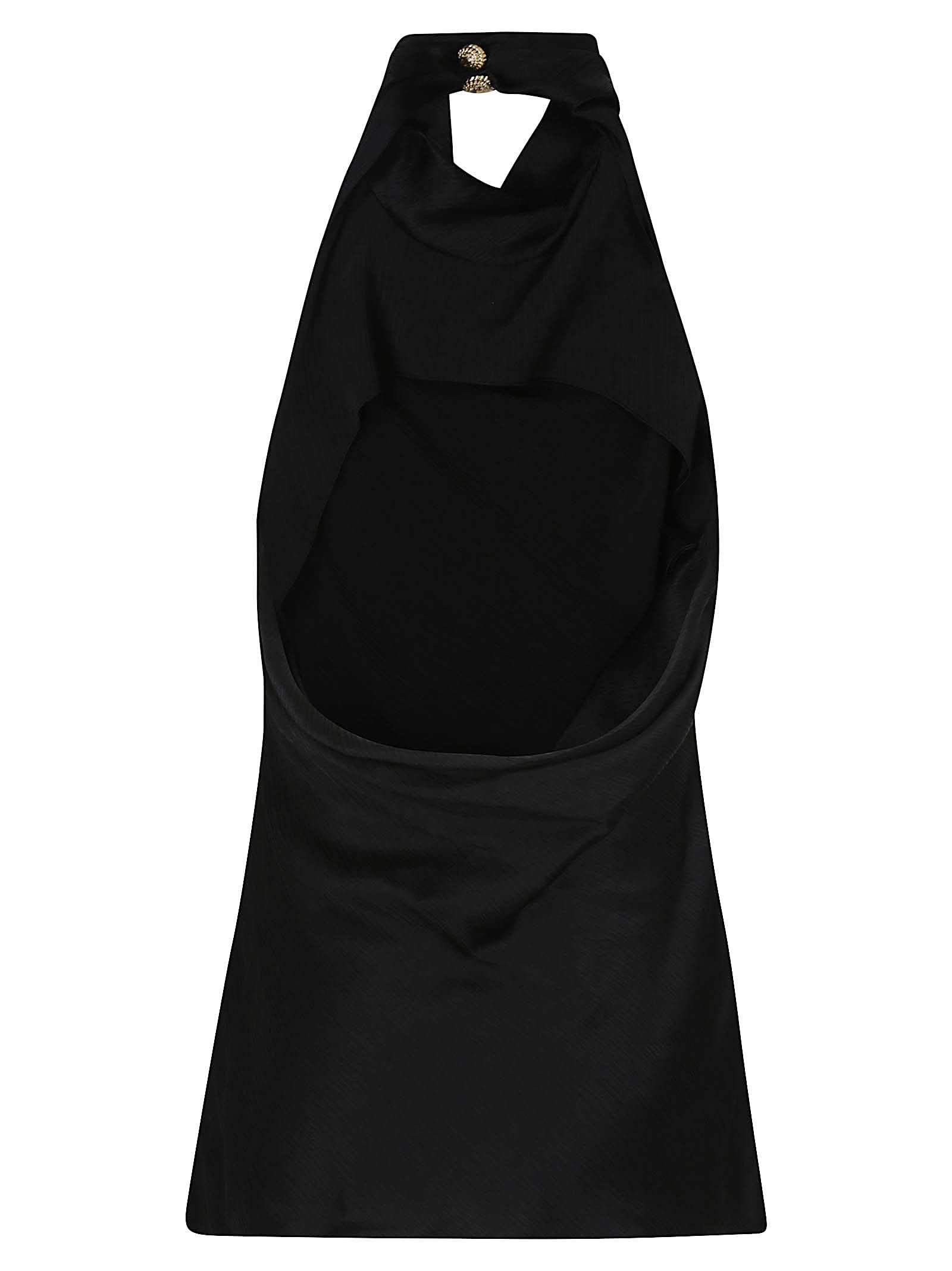 Balmain Crepe Satin Halter Cowl-neck Top In Black
