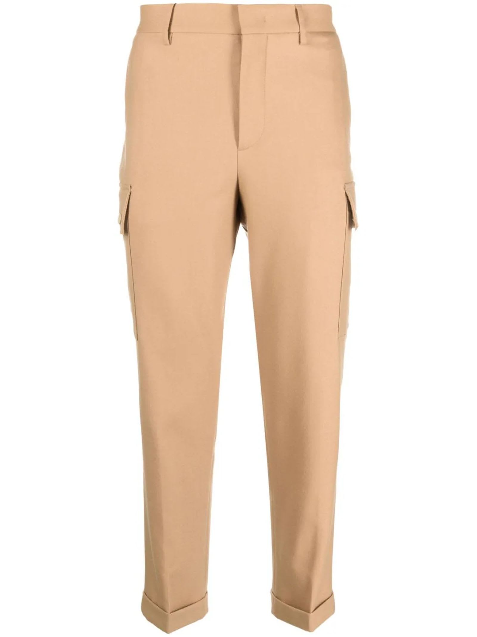 ETRO LIGHT BROWN STRETCH-WOOL TROUSERS