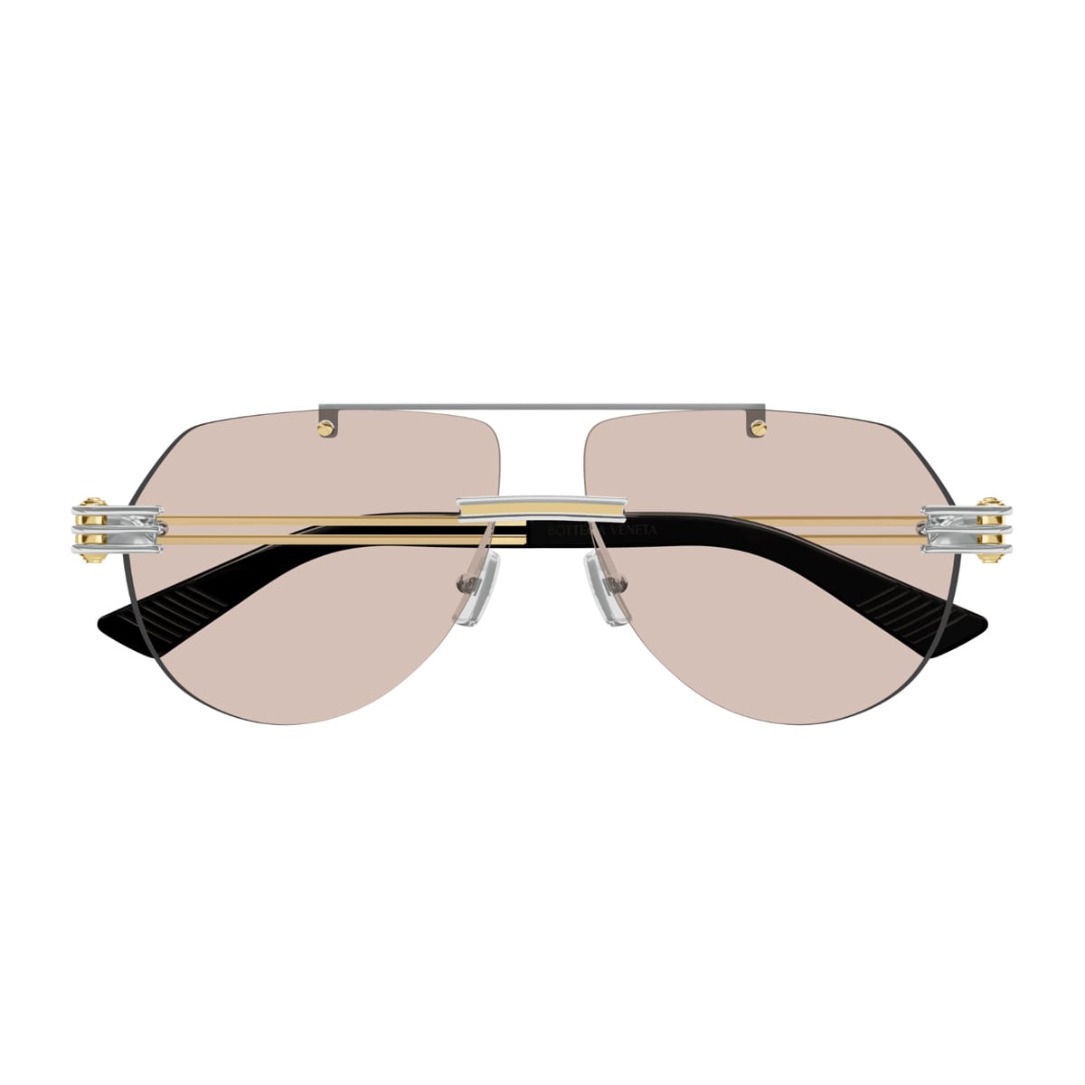 Bottega Veneta Bv1342s Linea Unapologetic 002 Silver Gold Brown Sunglasses