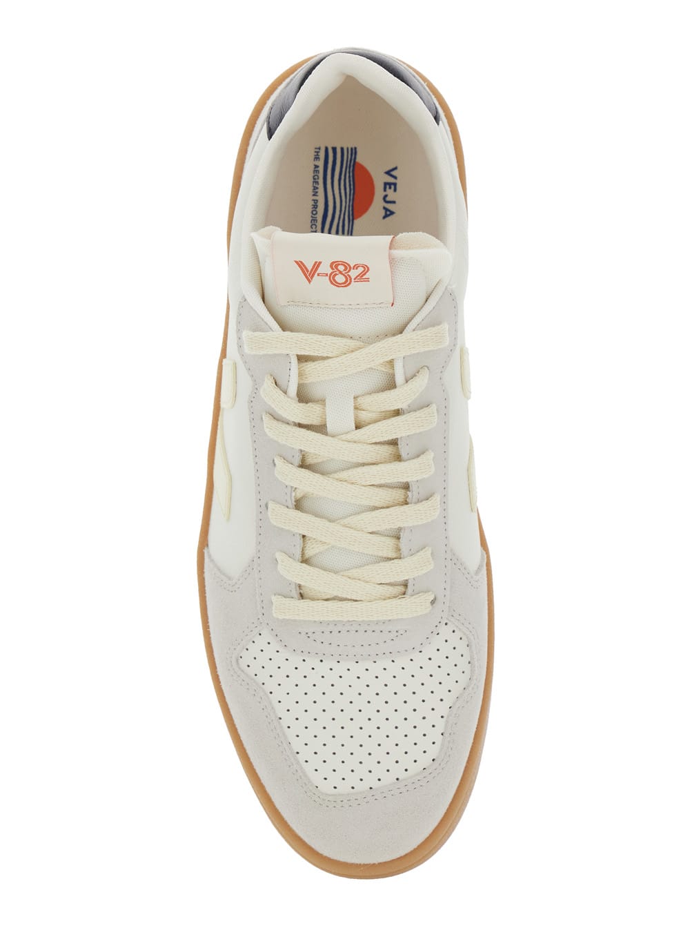Veja V-82 Grey Low Top Sneakers With Logo Patch On Tongue And Side And Logo Letteirng On The Heel In Leat In Gray
