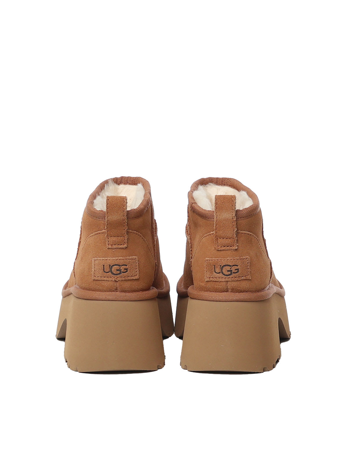 Shop Ugg Classic Ultra Mini New Heights Ankle Boots In Chestnut