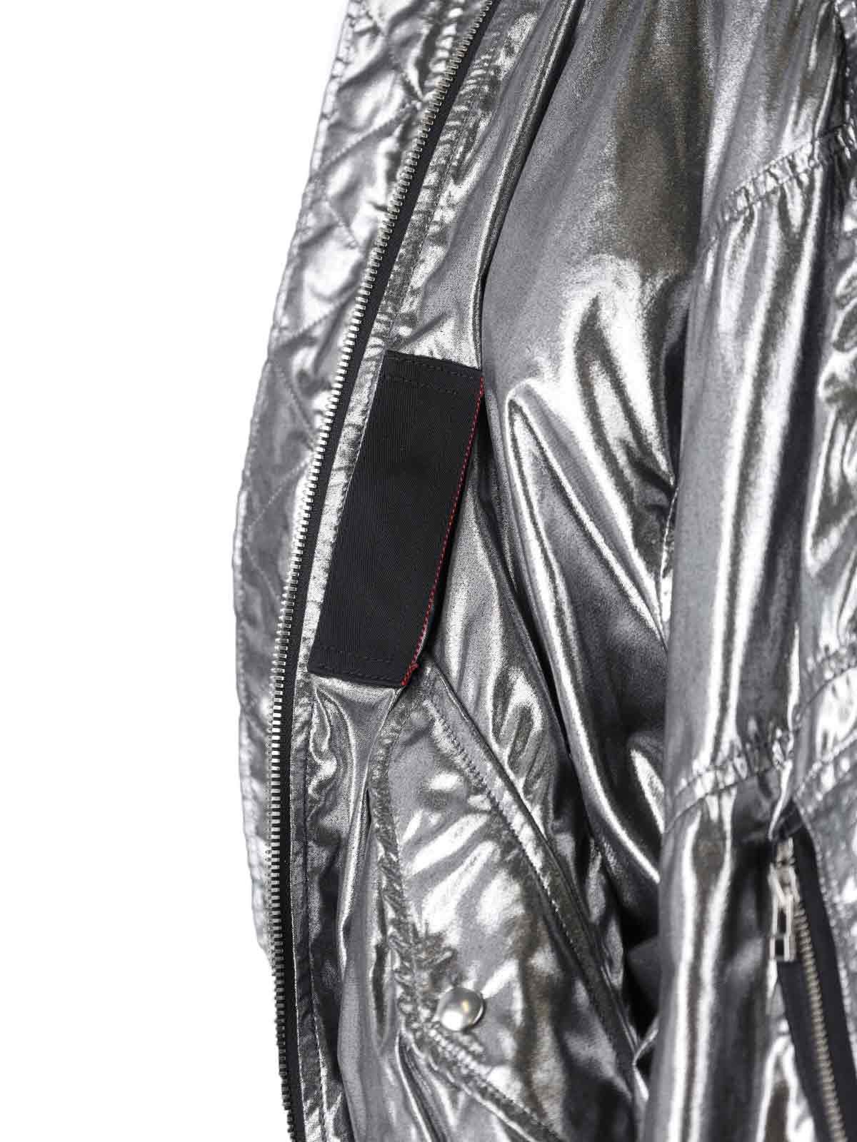 Junya Watanabe Metallic Zip-front Bomber Jacket In Silver