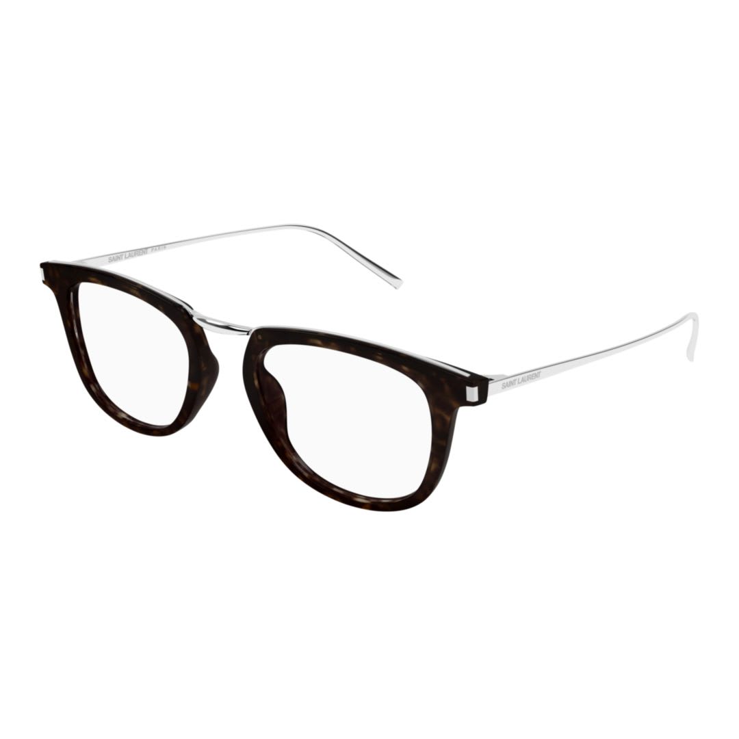 Shop Saint Laurent Sl 753 Opt-002 Havana-silver-transparent