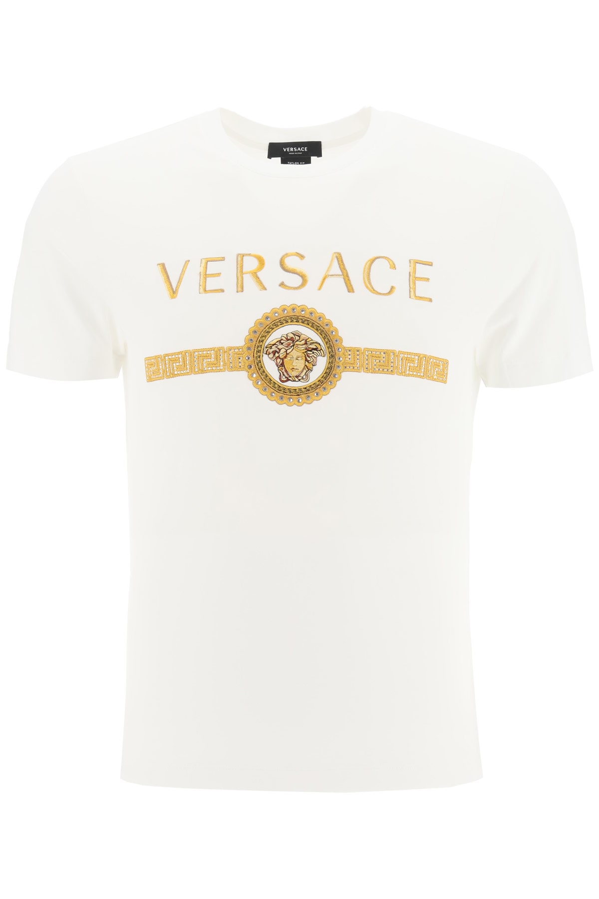 Versace T-shirt With Medusa Embroidery And Crystals