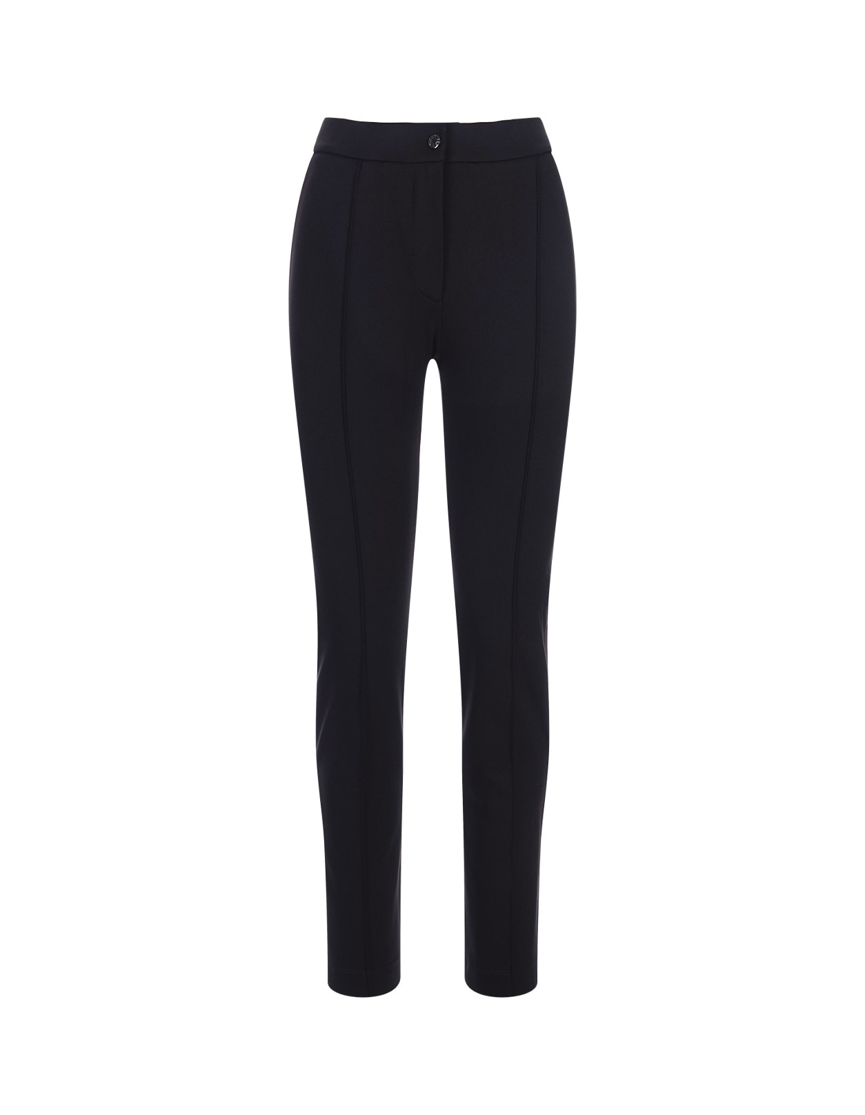 Moncler Slim Fit Stretch Fabric Trousers With Belt Loops And Side Pockets In Black