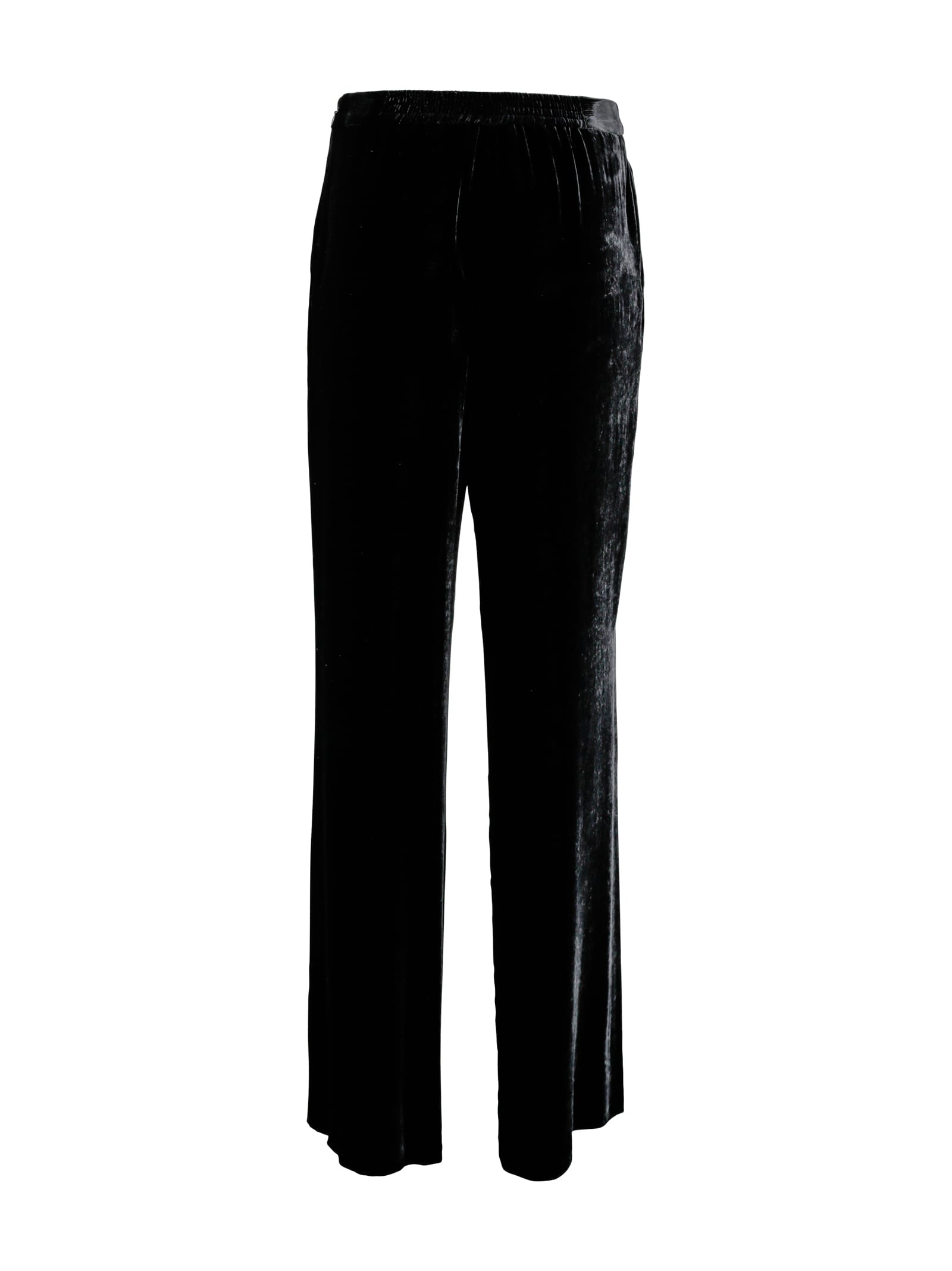 Shop Etro Velvet Palazzo Trousers In Black