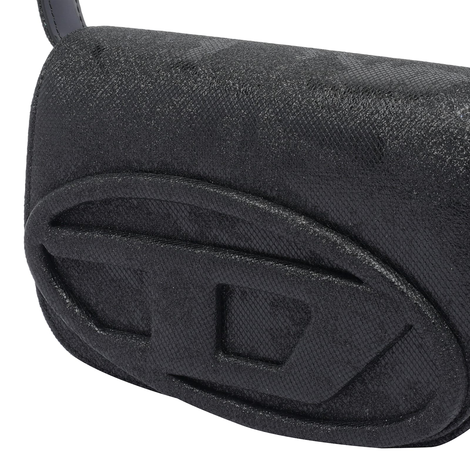 Diesel 1dr Glitter Fabric Shoulder Bag In Black