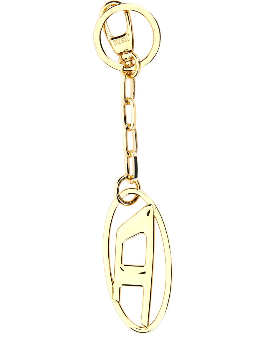 Shop Diesel Keychain With Logo In Gold