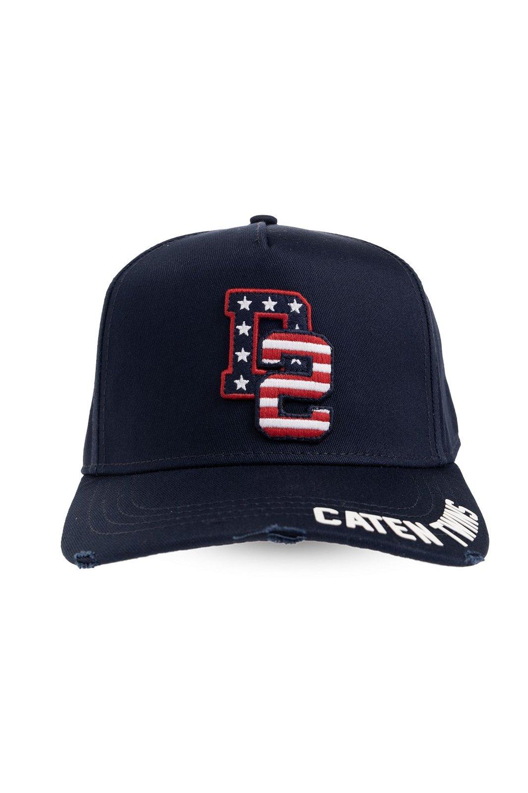 Shop Dsquared2 Distressed Curved Peak Baseball Cap In Blu