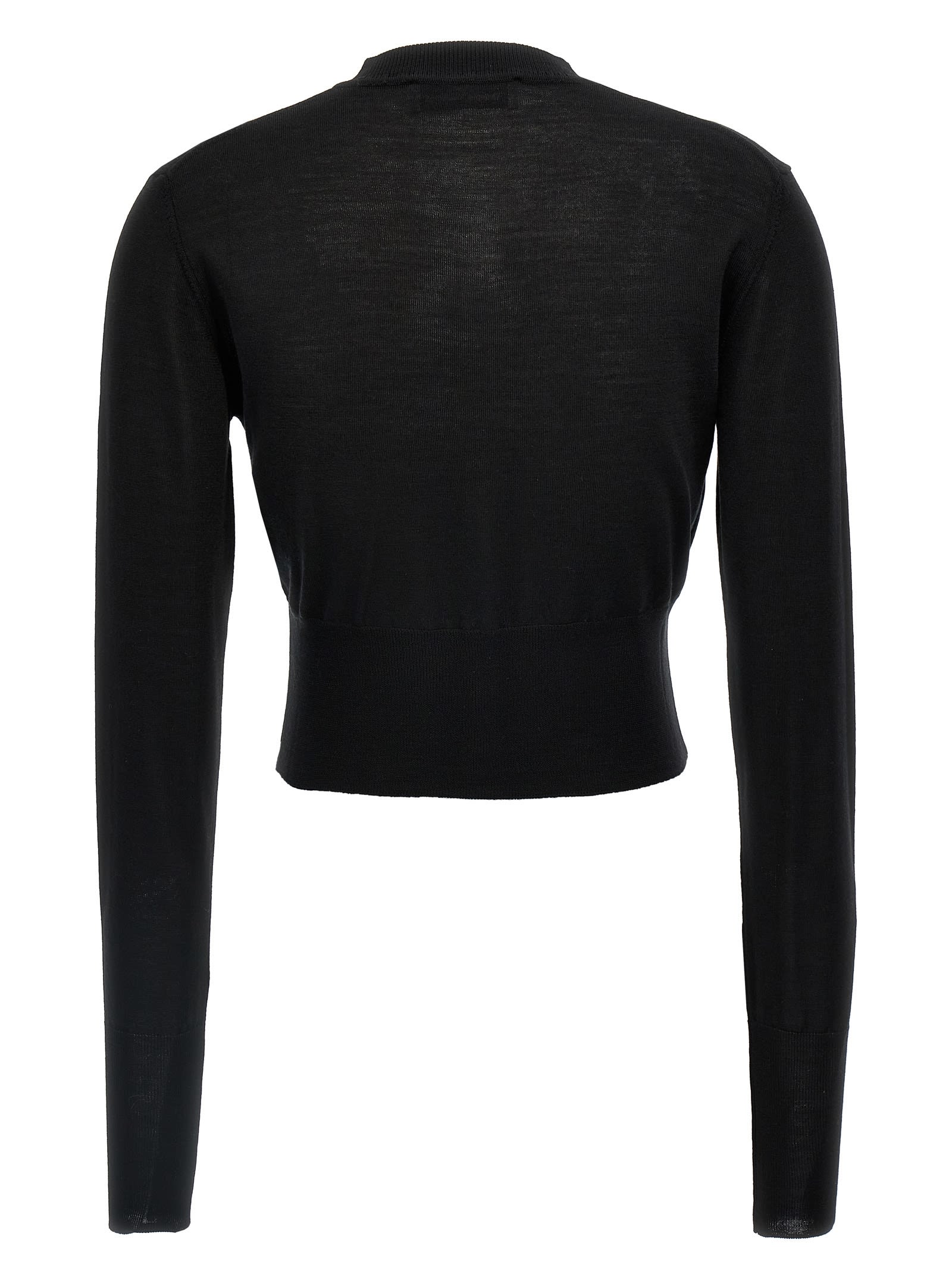Vivienne Westwood Bea Black Cropped Cardigan With Round Neck And Front Orb Embroidery In Cotton Woman In Black