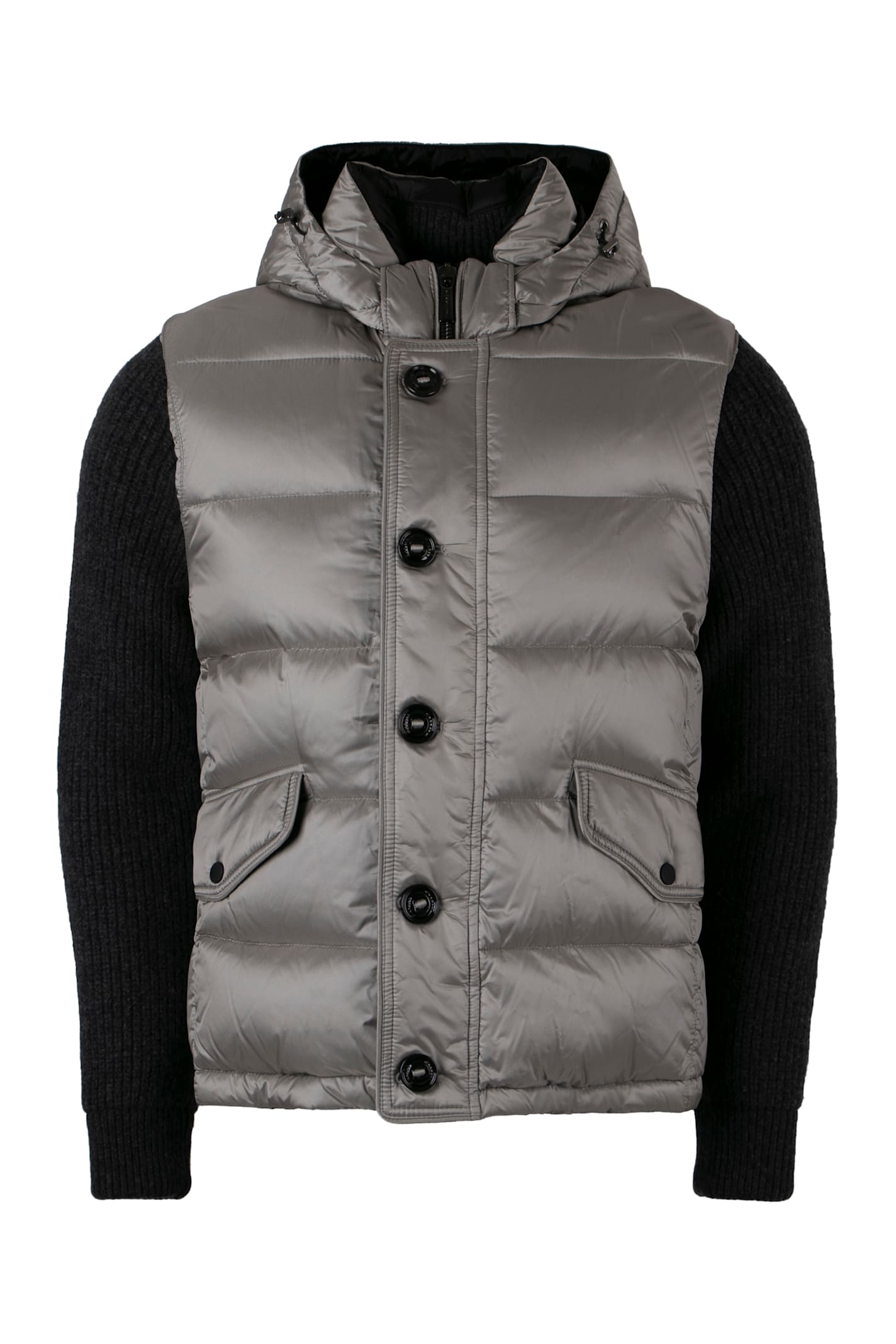 Moorer Foscolo Knitted Sleeves Padded Jacket In Grey