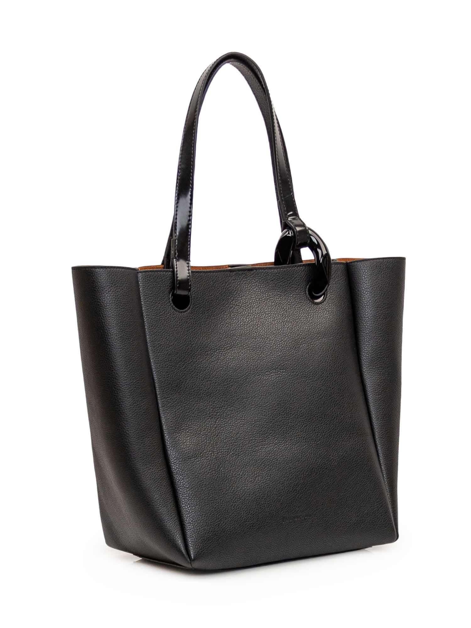 Jw Anderson Leather Corner Shopping Bag With Structured Silhouette In Black