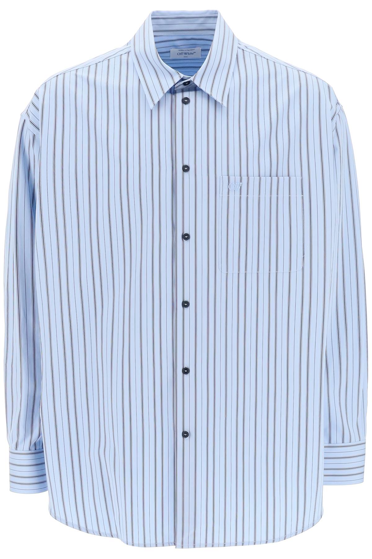 Shop Off-white Striped Maxi Shirt In Blue