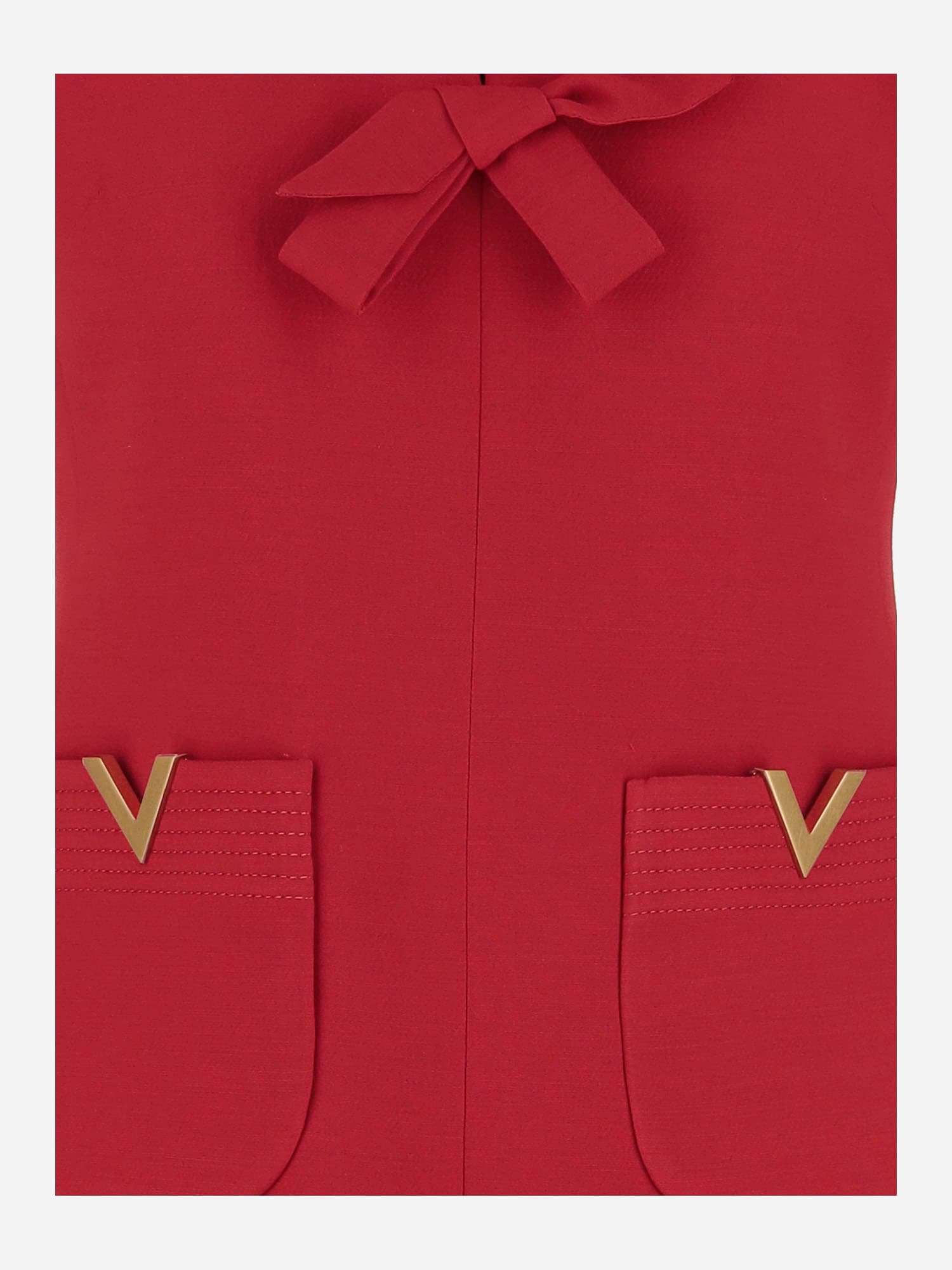 Valentino Fitted Red Dress With Decorative Bows In Rosso