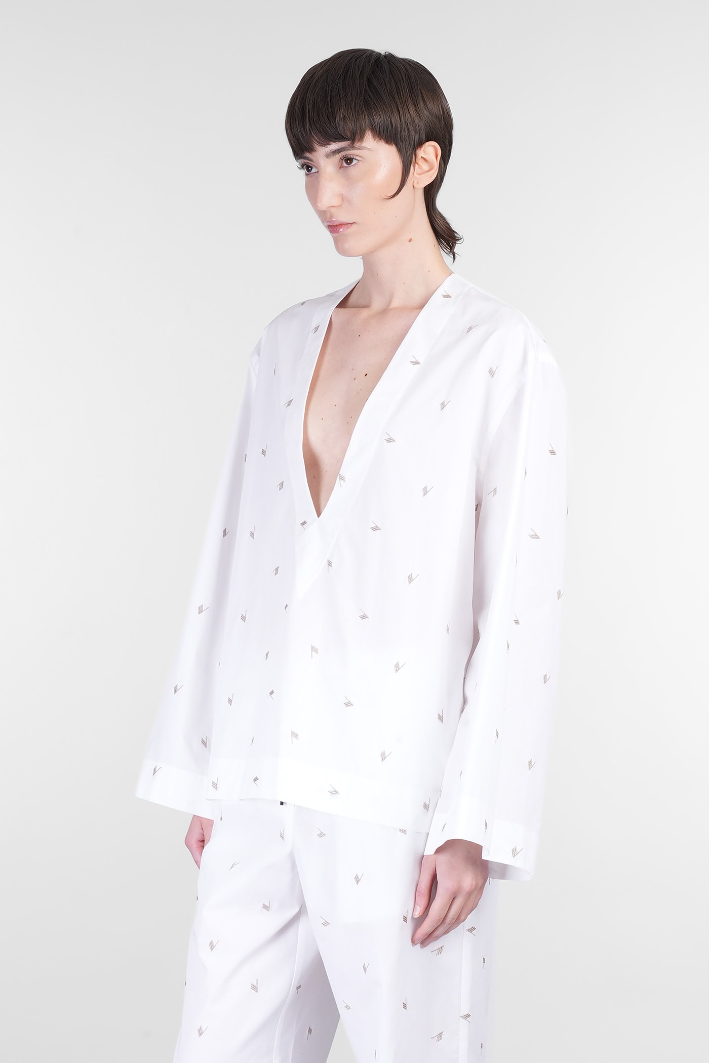 Shop Attico Blouse In White Cotton