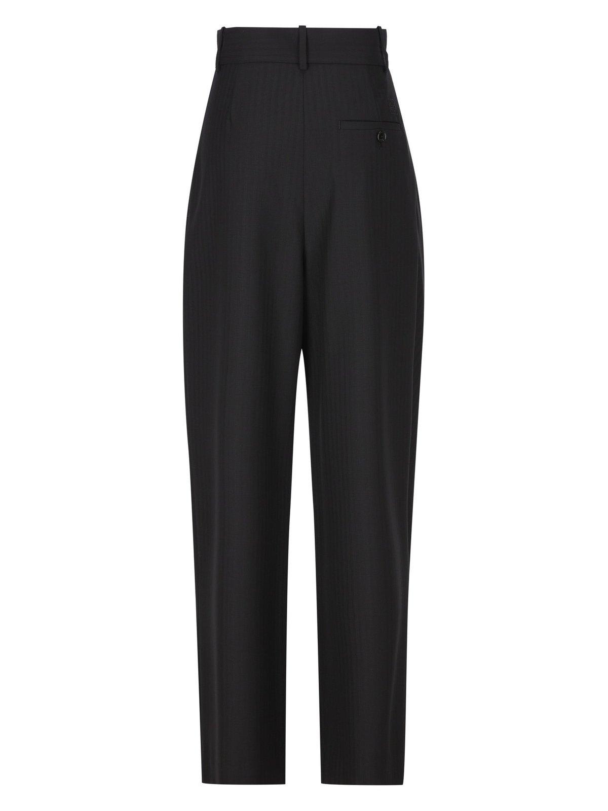 Shop Loewe Pinstriped Pleated Trousers In Black