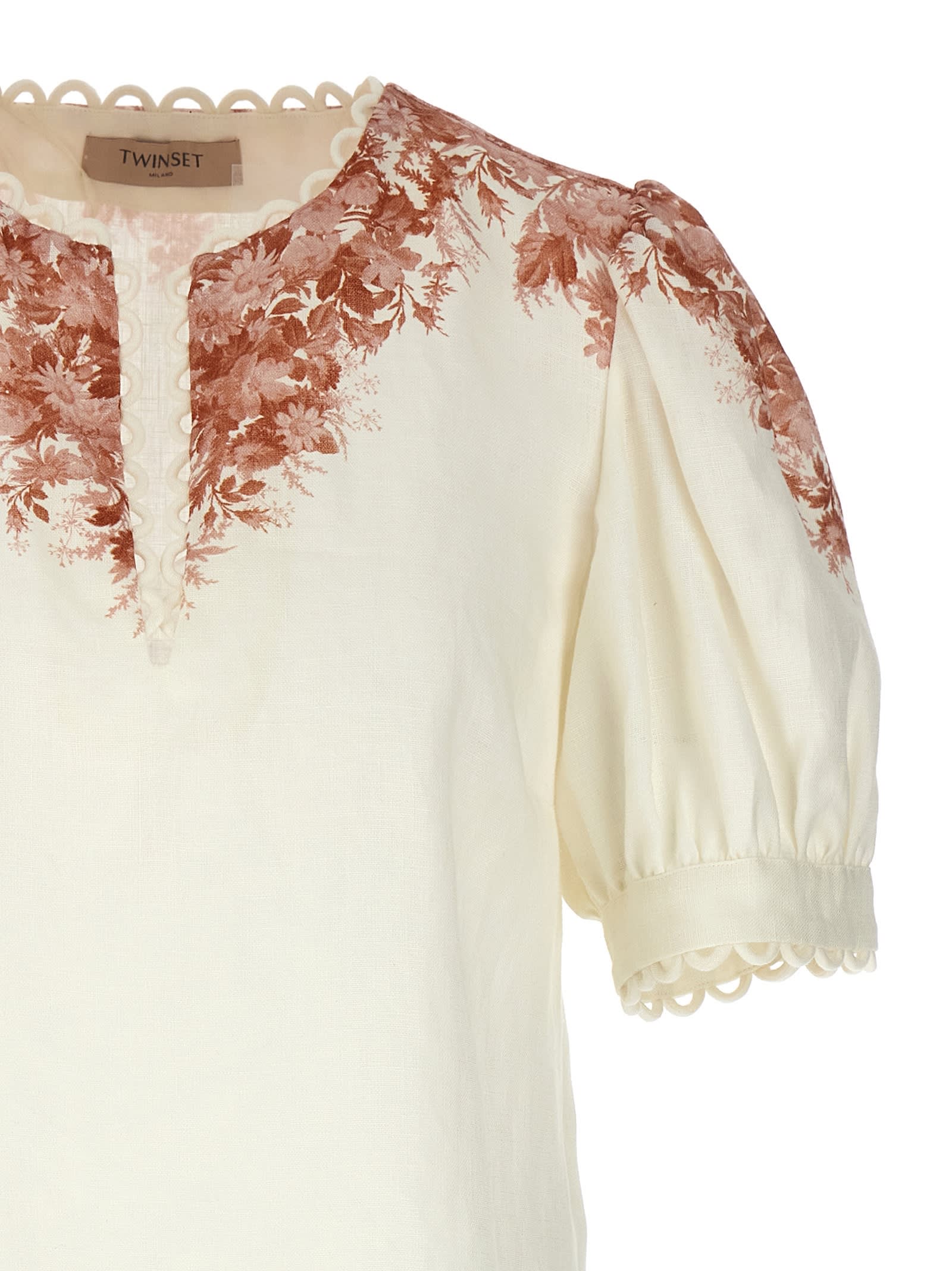 Shop Twinset Toile Blouse In Neutrals