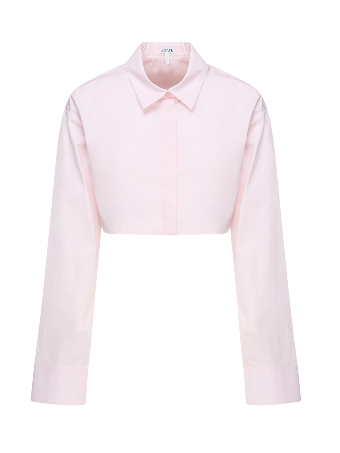 Shop Loewe Cropped Cotton Shirt In Pink