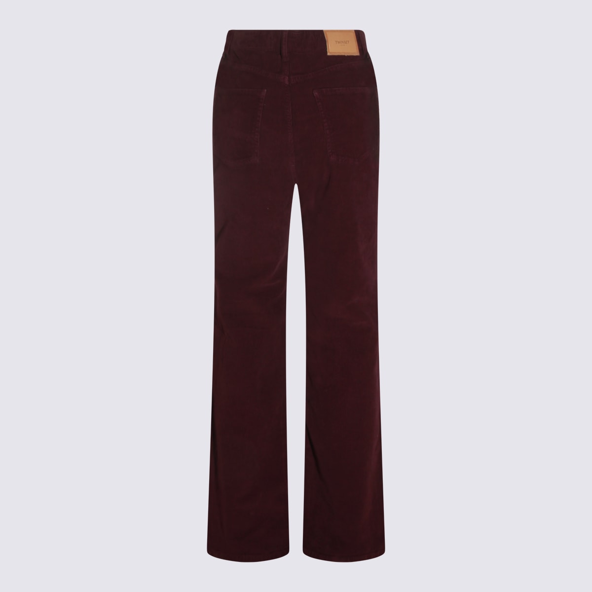 Twinset Relaxed Fit Corduroy Trousers Pockets In Burgundy
