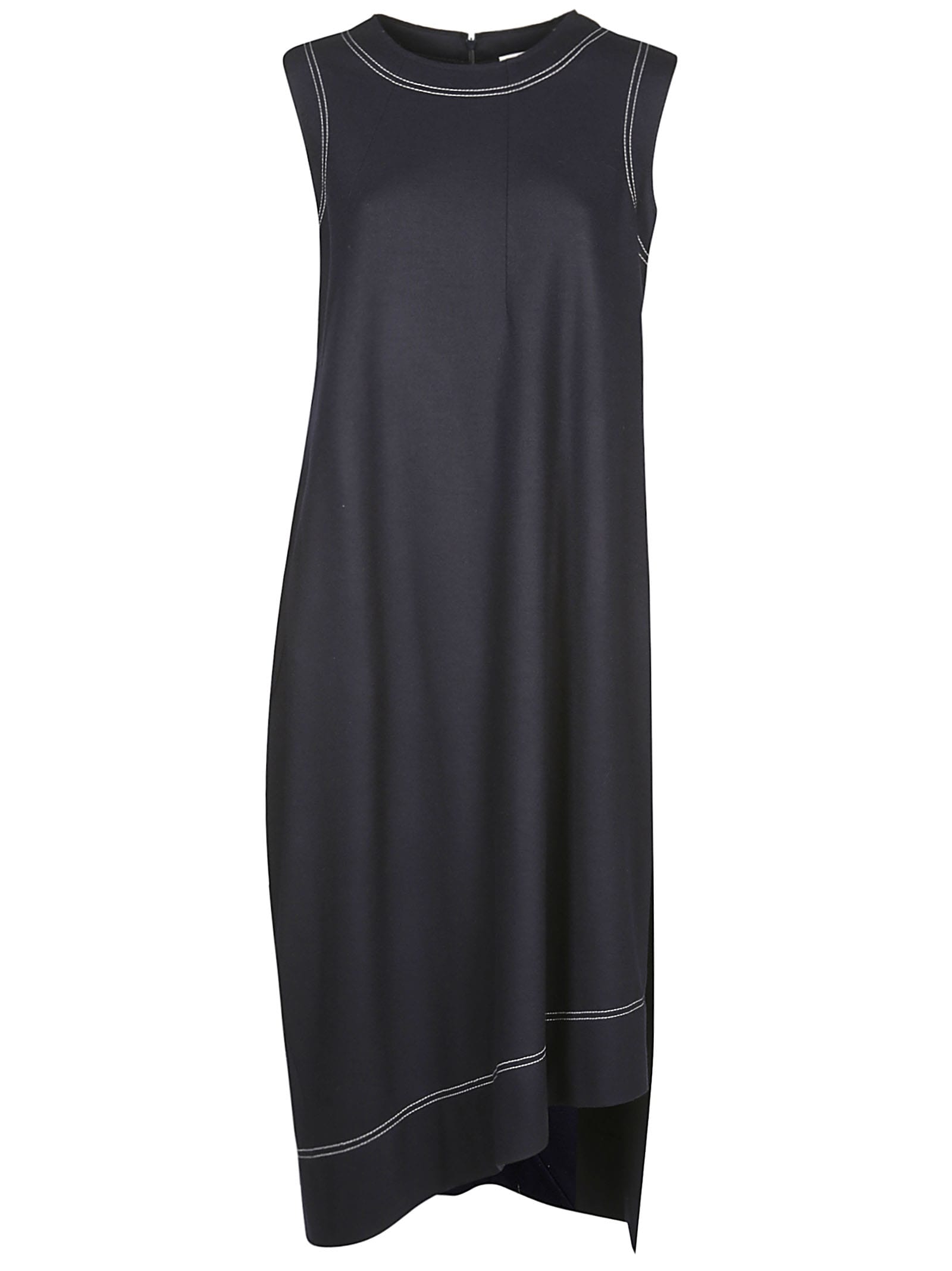 Jil Sander Asymmetric Sleeveless Dress In Blue | ModeSens