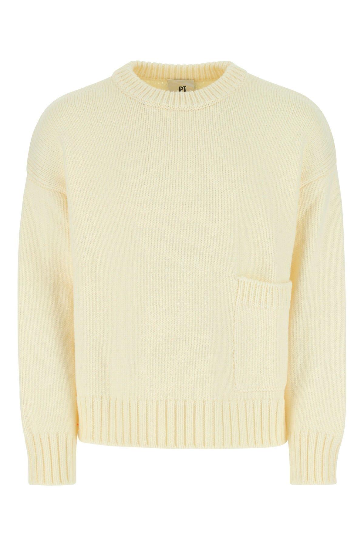 PT01 Ivory Wool Oversize Sweater