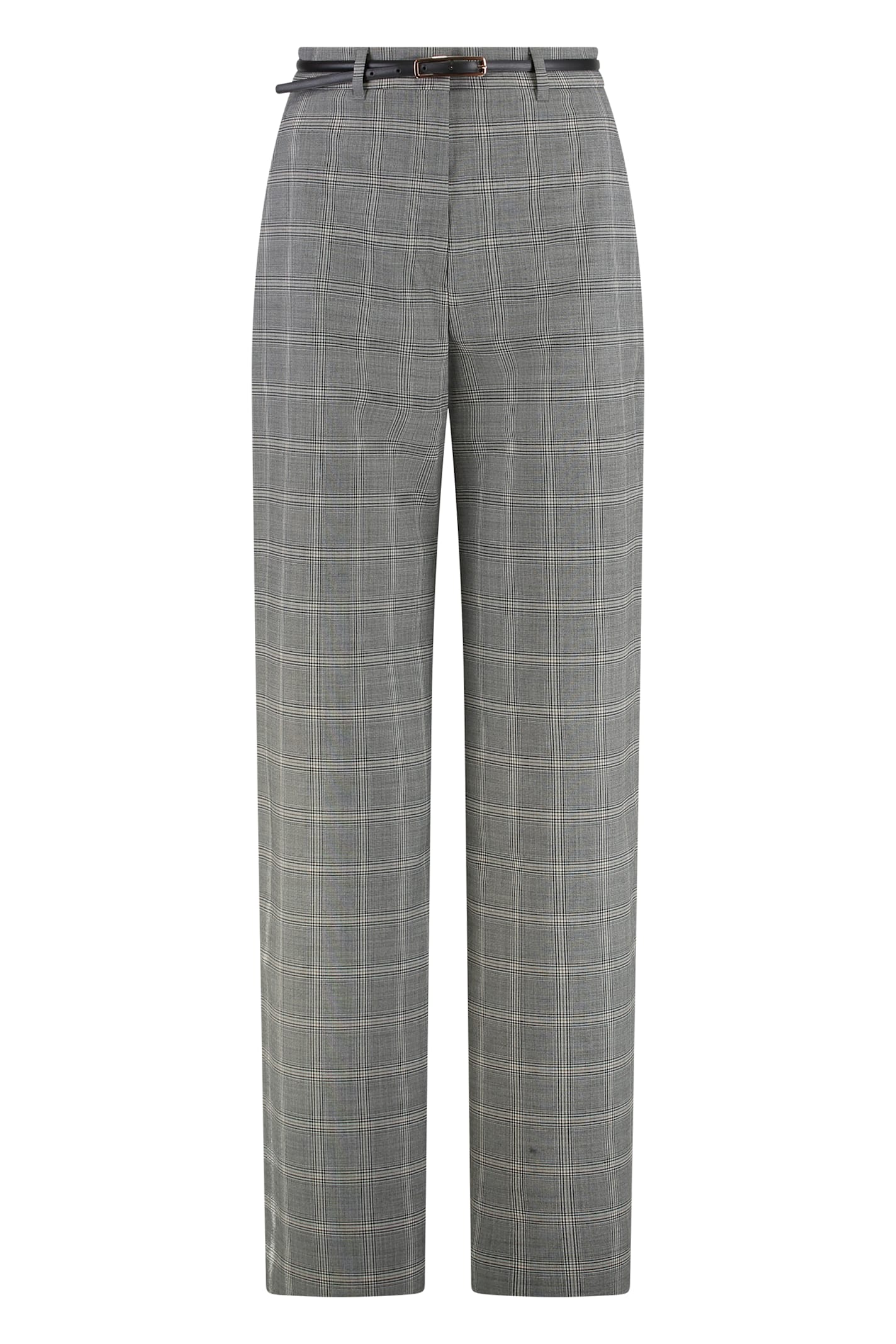 Max Mara Studio Mazurca Prince Of Wales Motif Wool Trousers In Gray