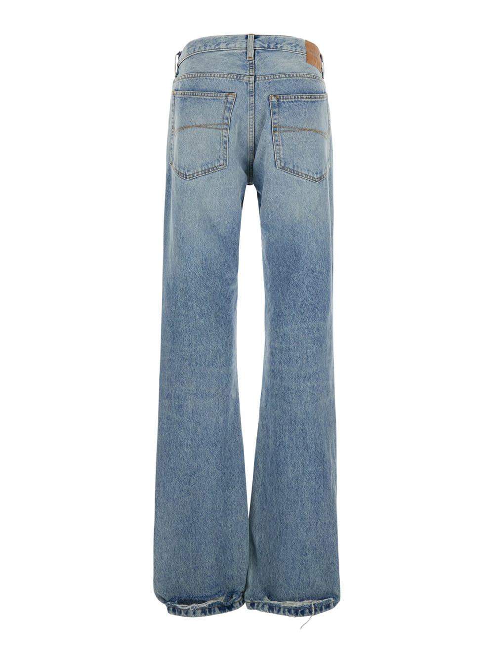 Shop Balenciaga Light Blue Low Waisted Straight Jeans In Denim Woman