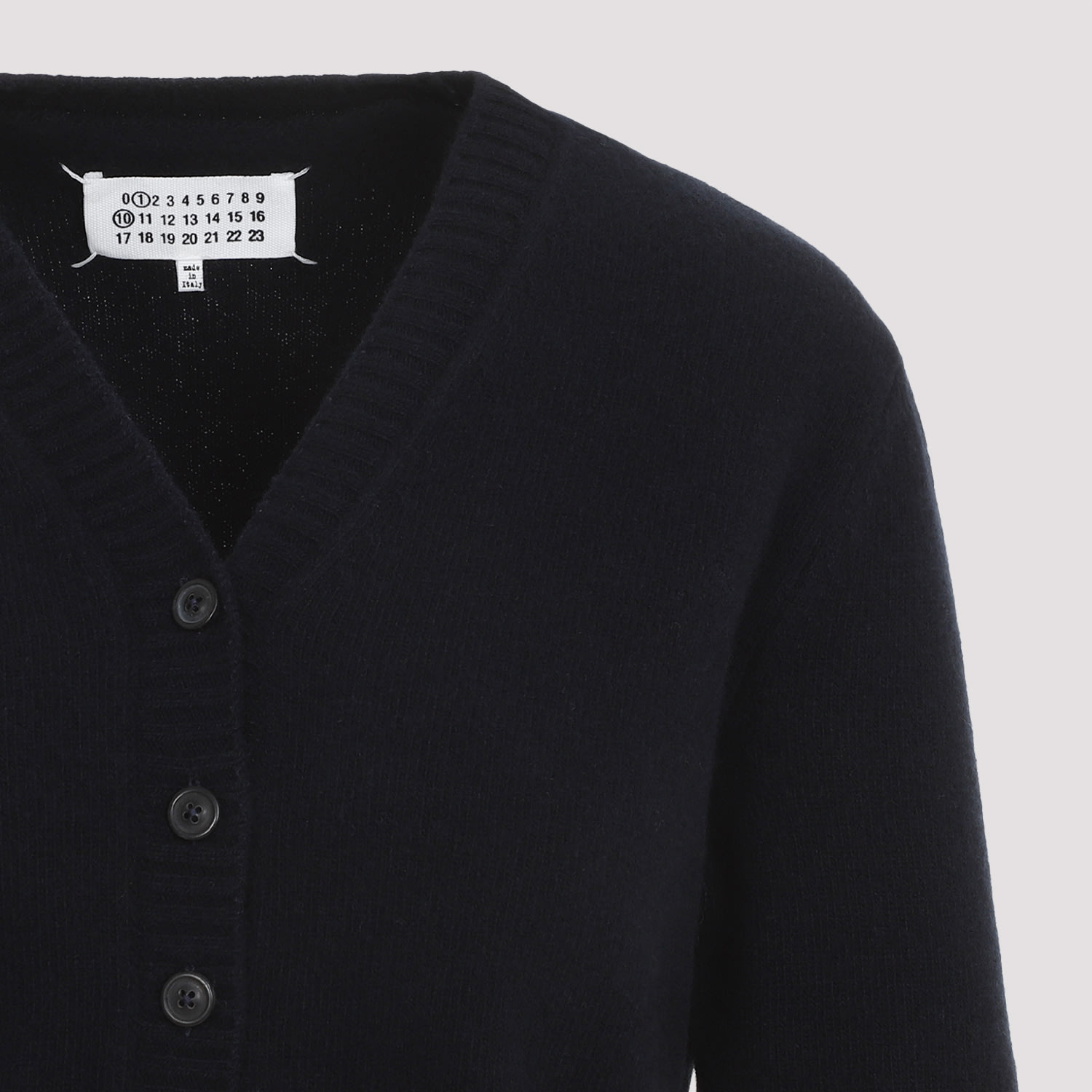 Shop Maison Margiela Wool Cardigan In Black