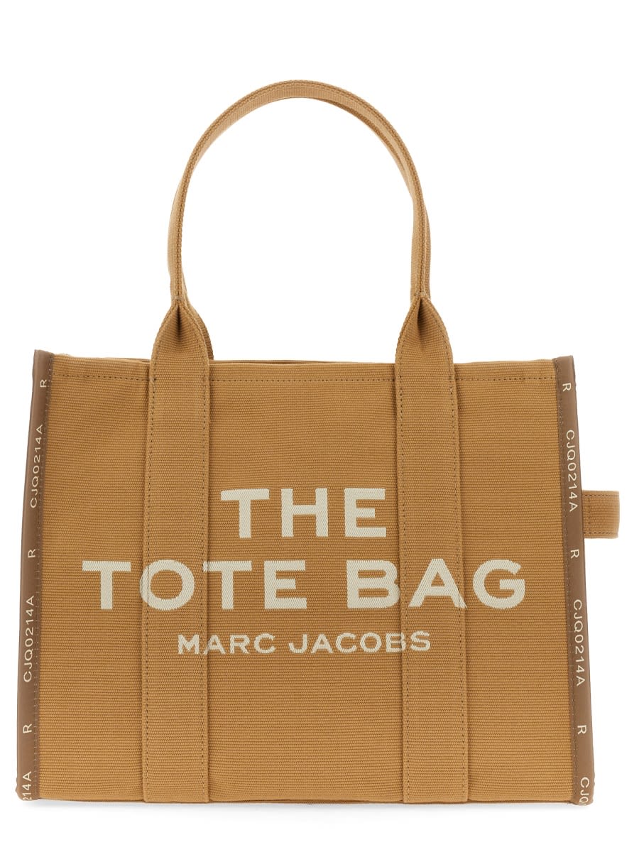 Shop Marc Jacobs The Tote Jacquard Large Bag In Beige