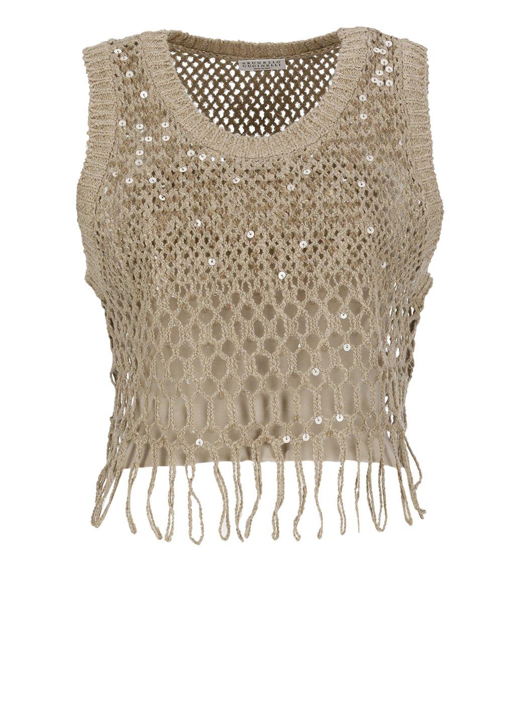 Fringed Knit Cropped Top