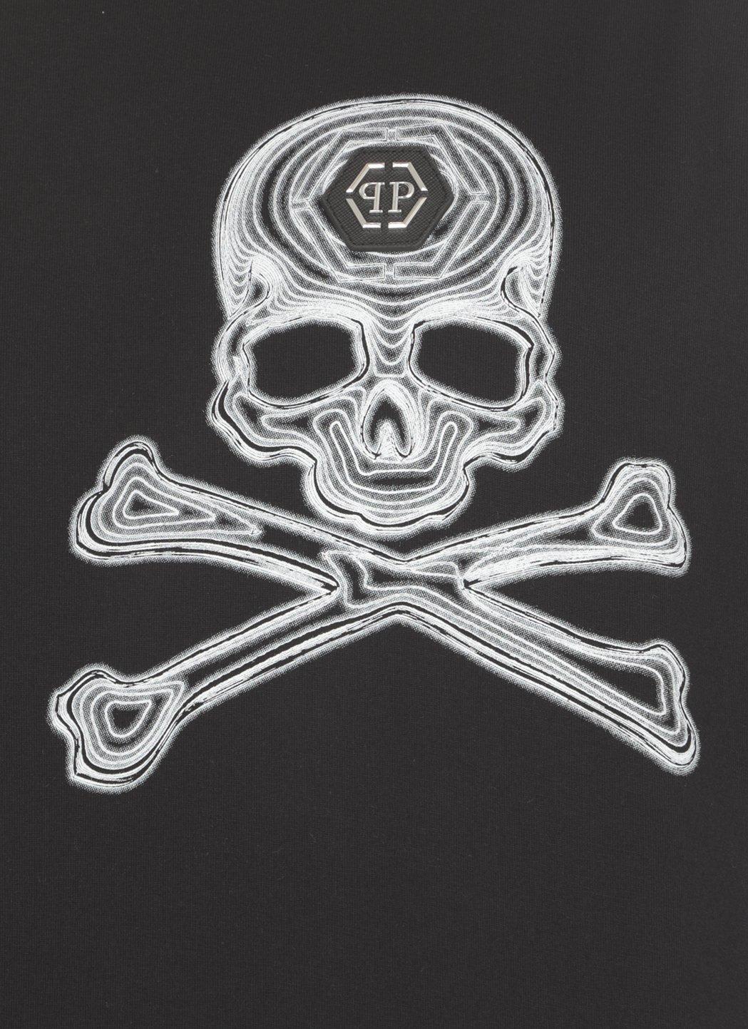 Shop Philipp Plein Skull Bone Printed Crewneck T-shirt In Nero