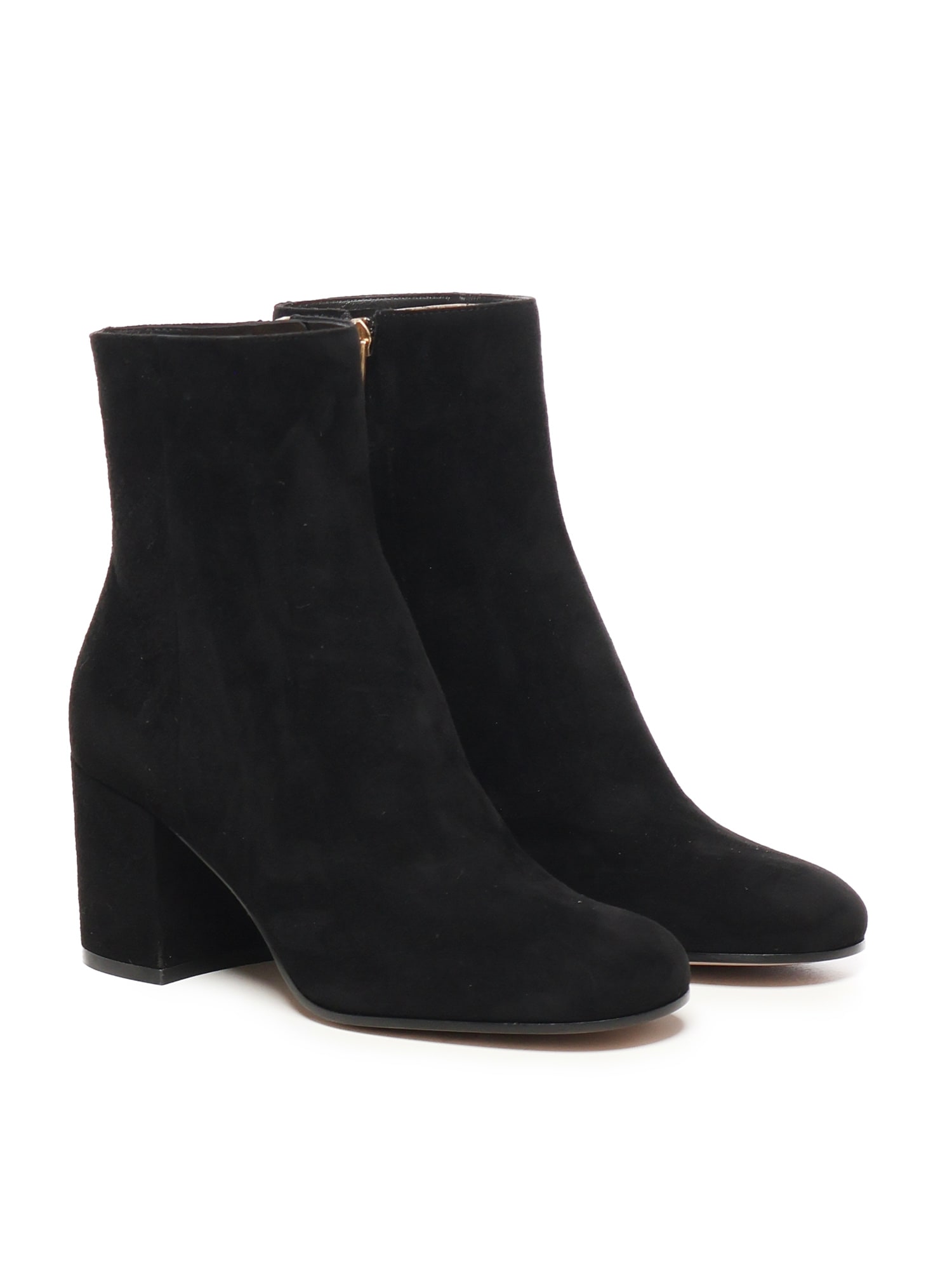 Gianvito Rossi Joelle Suede Block-heel Booties In Black