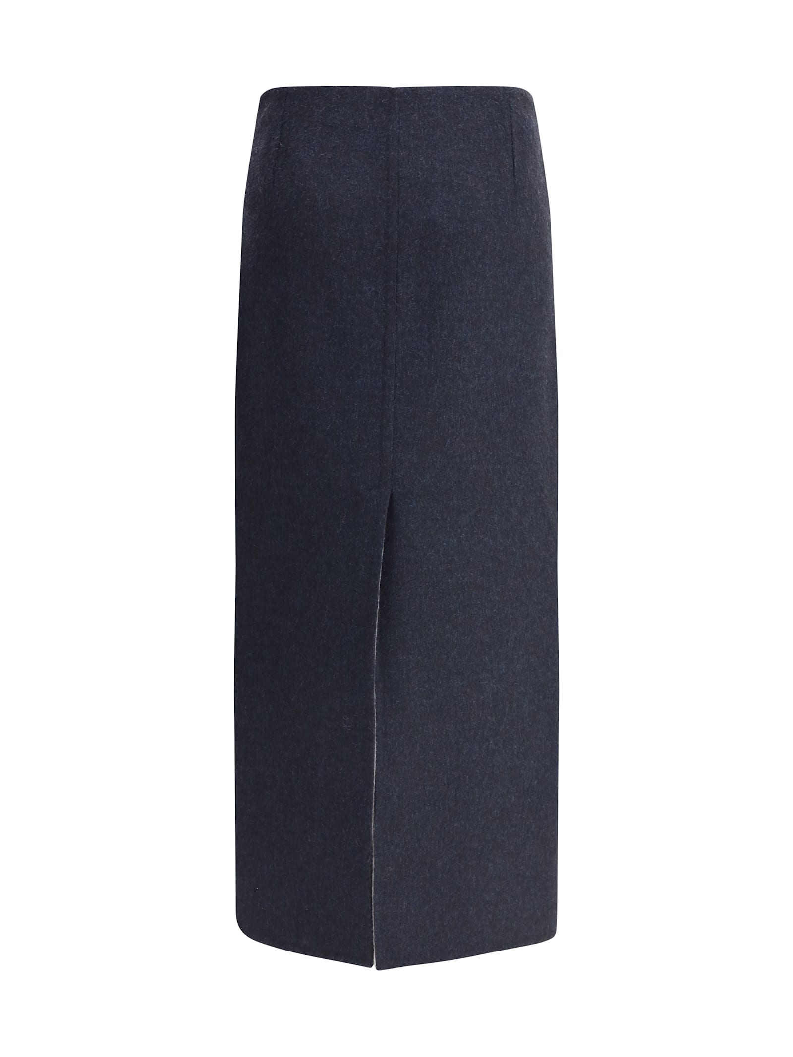 Brunello Cucinelli Virgin Wool Midi Skirt In Blue