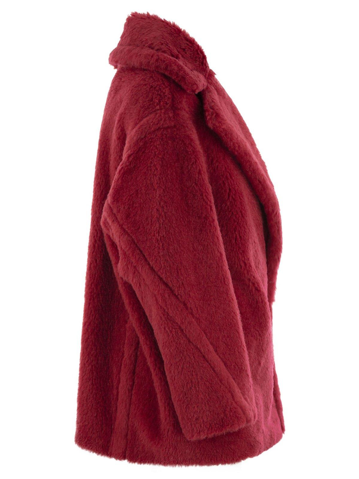 Shop Max Mara Double-breasted Long-sleeved Coat In Red