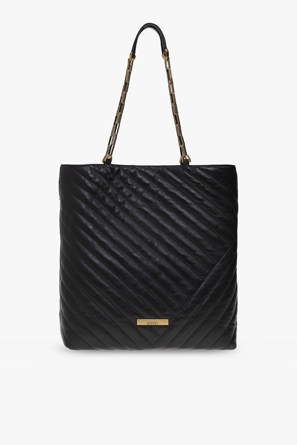 Isabel Marant Logo Plaque Quilted Tote Bag In Black/gold