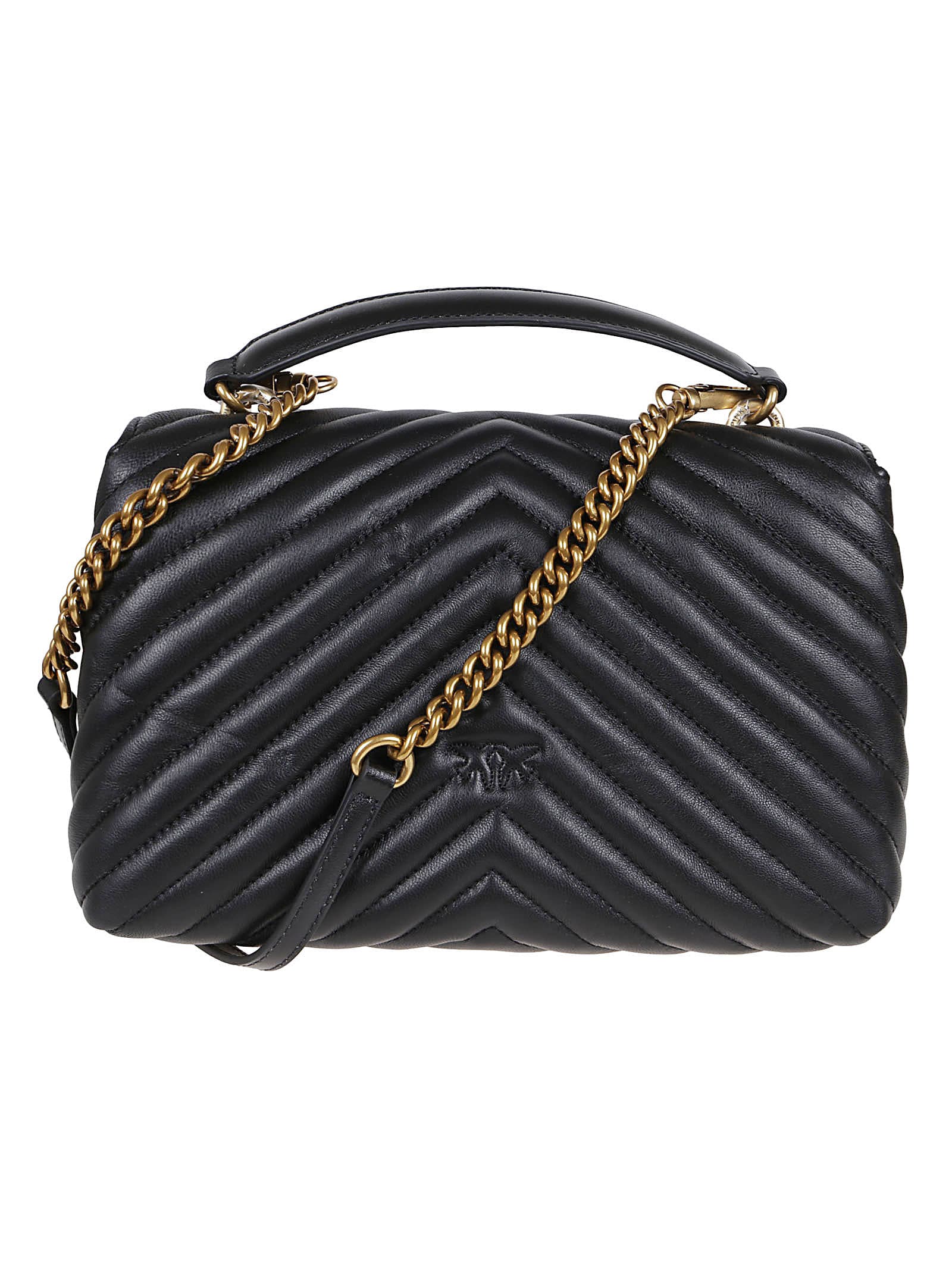 Shop Pinko Love Lady Puff Classic Cl Shee In Q Nero Antique Gold