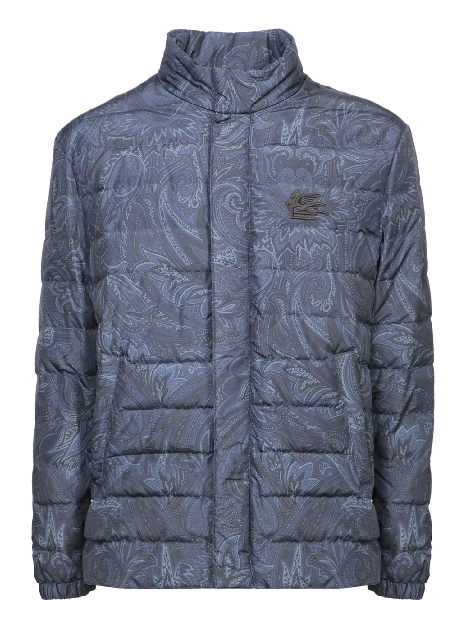 Travel Print Blue Down Jacket