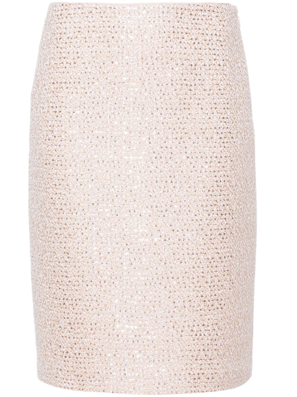 Shop Twinset Boucle Pencil Skirt In Boucle Cupcake Pink
