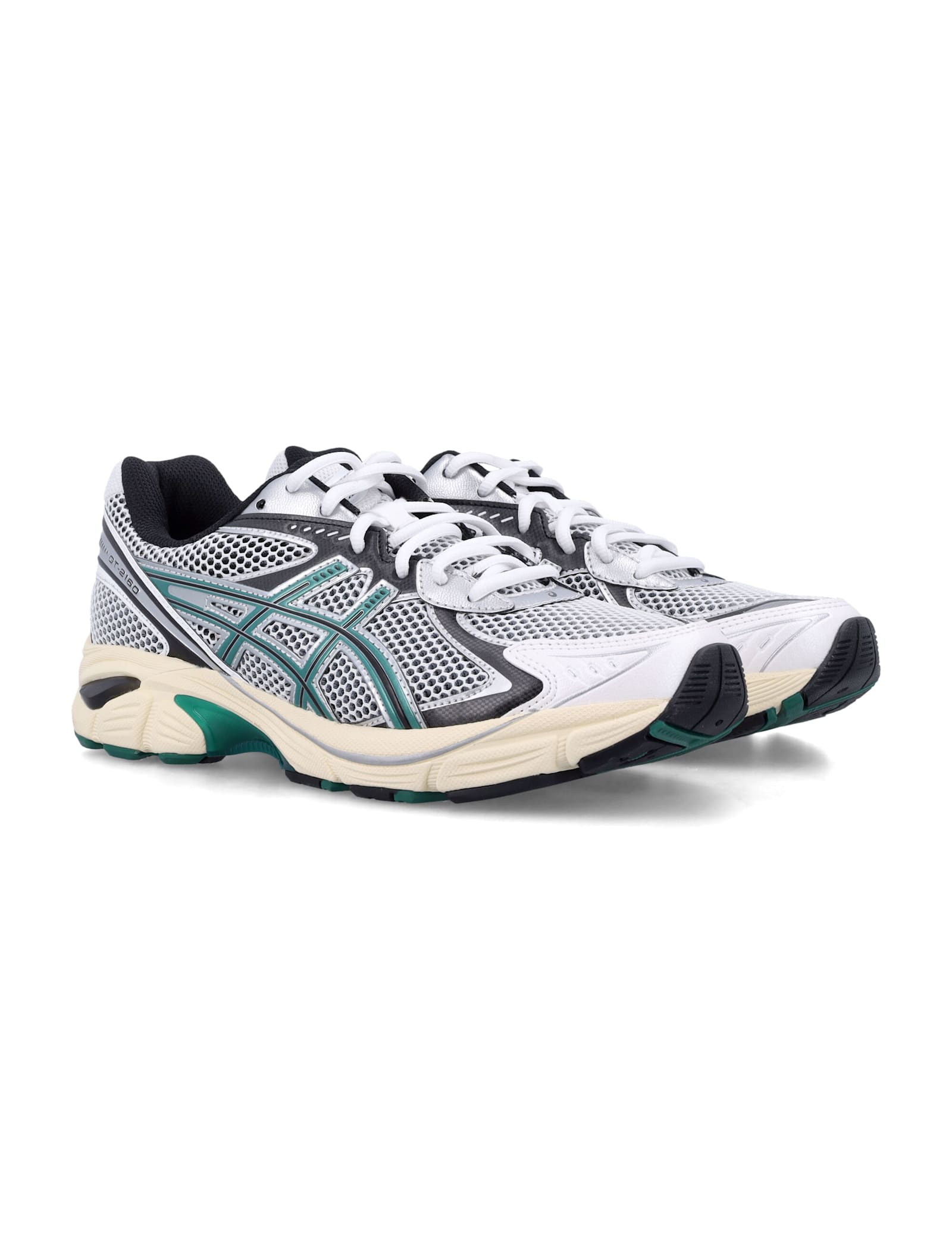 Asics Panelled Mesh Rubber Sole Sneakers In White/jasper Green