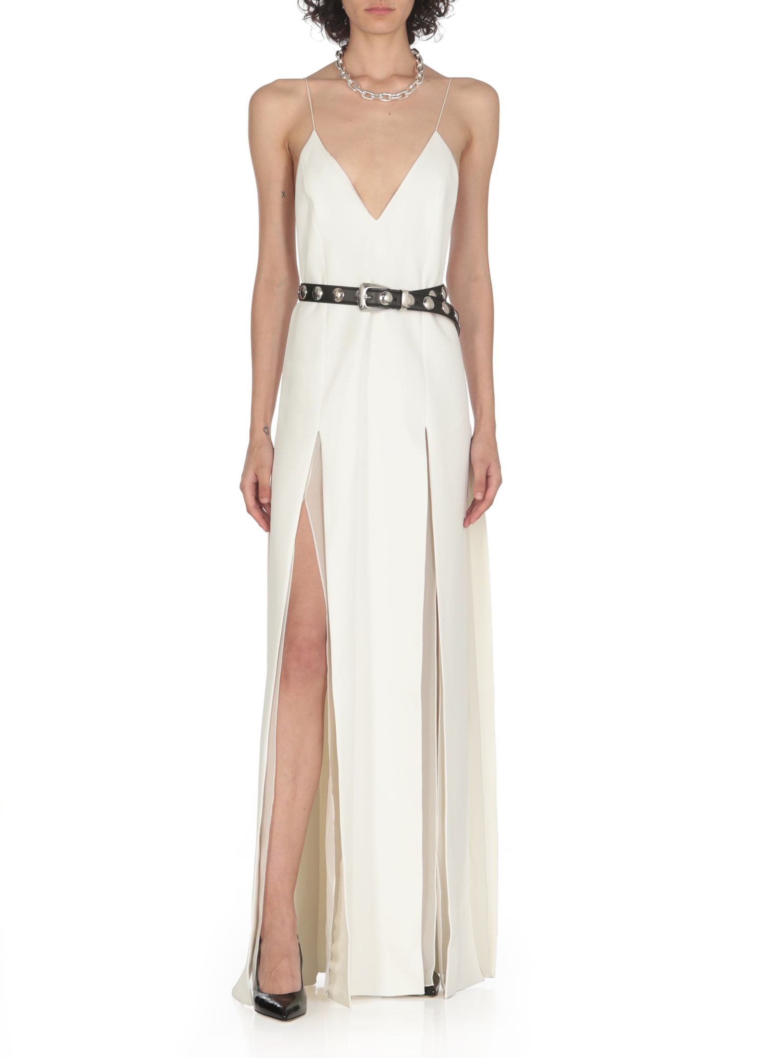 Khaite The Nonya V-neck Sleeveless Dress In White