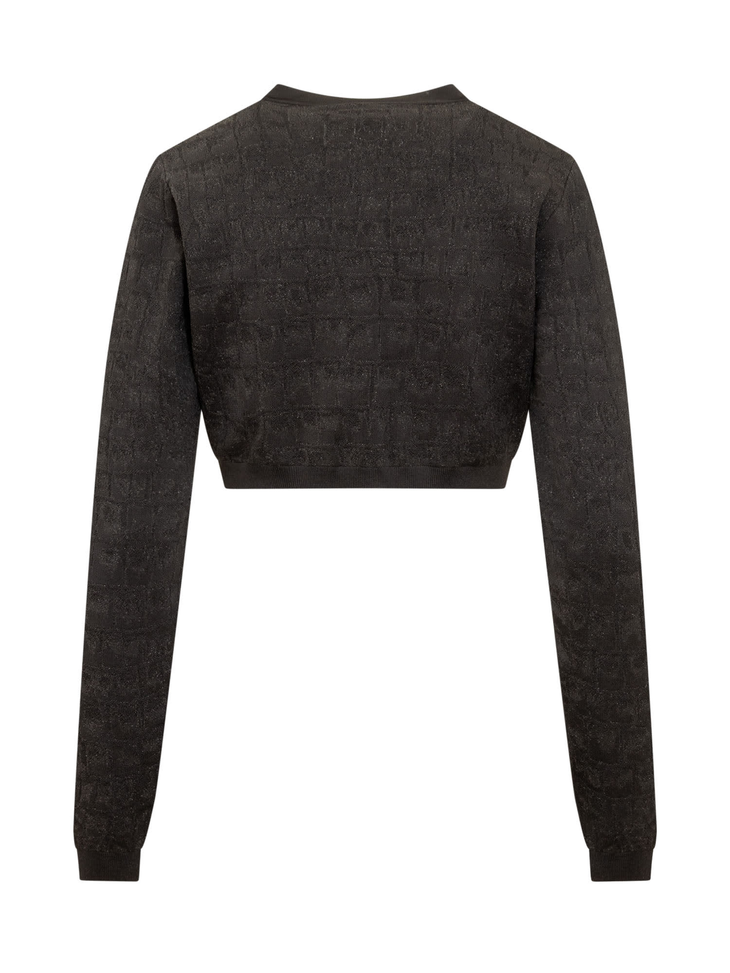 Versace Crocodile-effect Cardigan In Black
